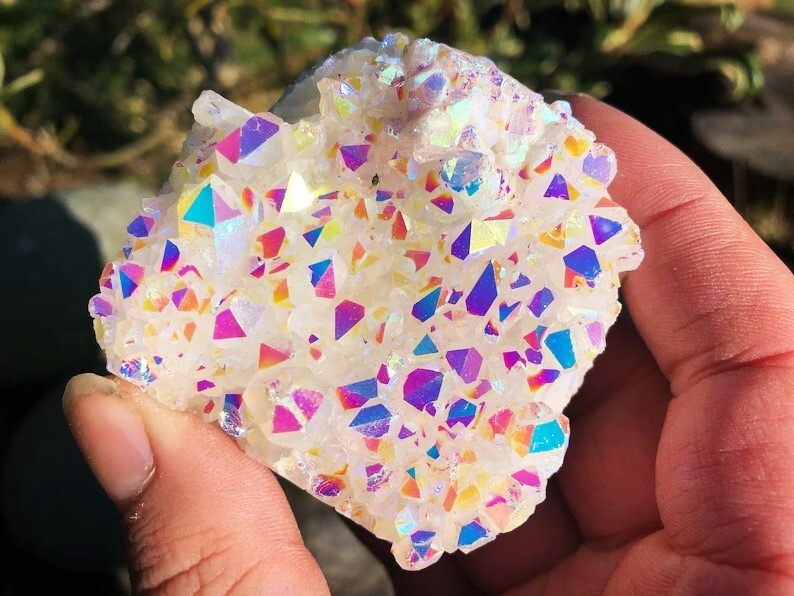 80-100g Aura Quartz Crystal Healing Cluster Natural Mineral Rocks Specimen Gift