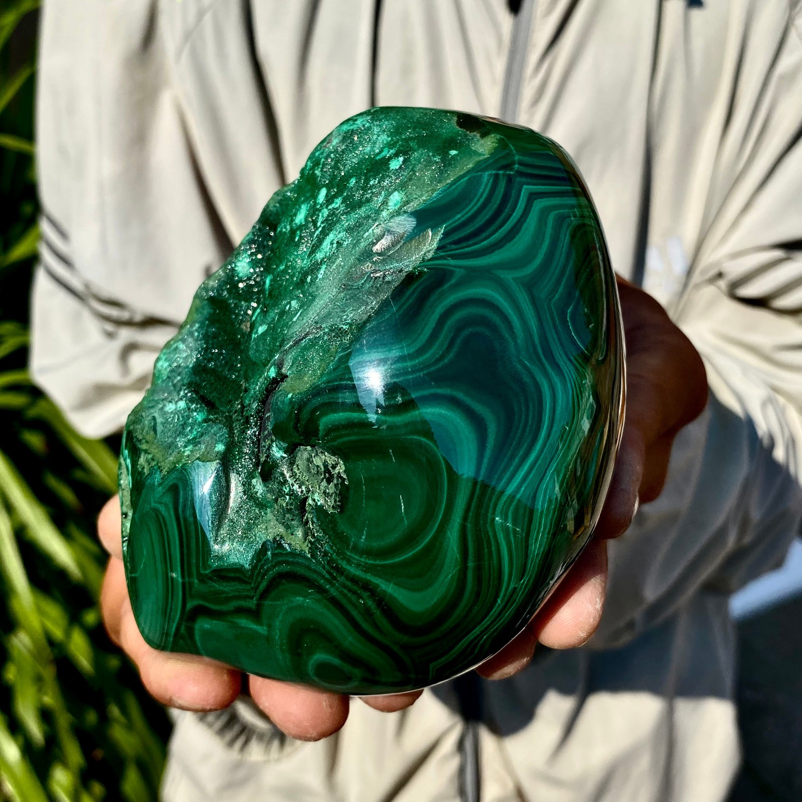 3.3LB Natural glossy Malachite transparent cluster rough mineral sample