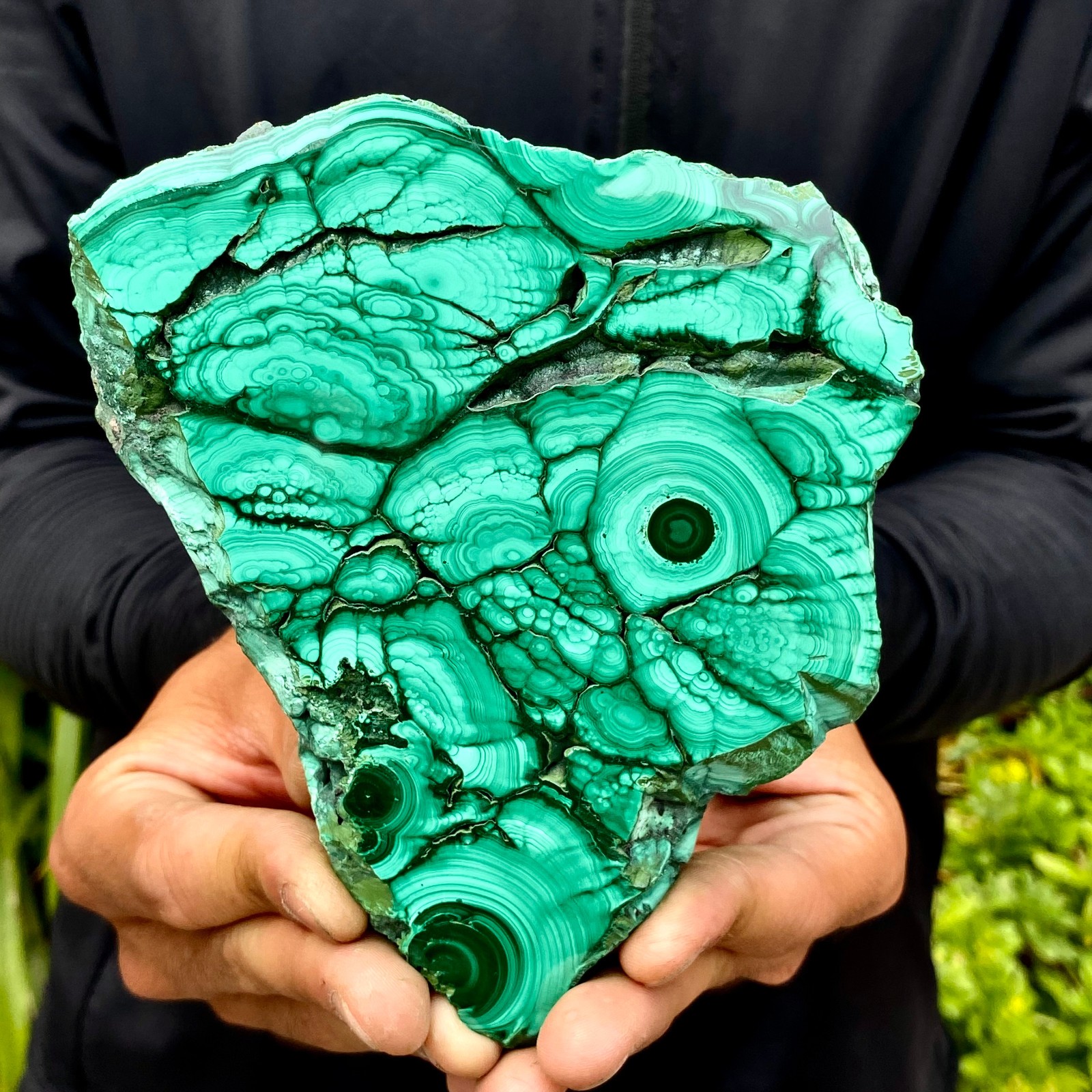1.29LB Natural malachite slice quartz crystal luster mineral specimen