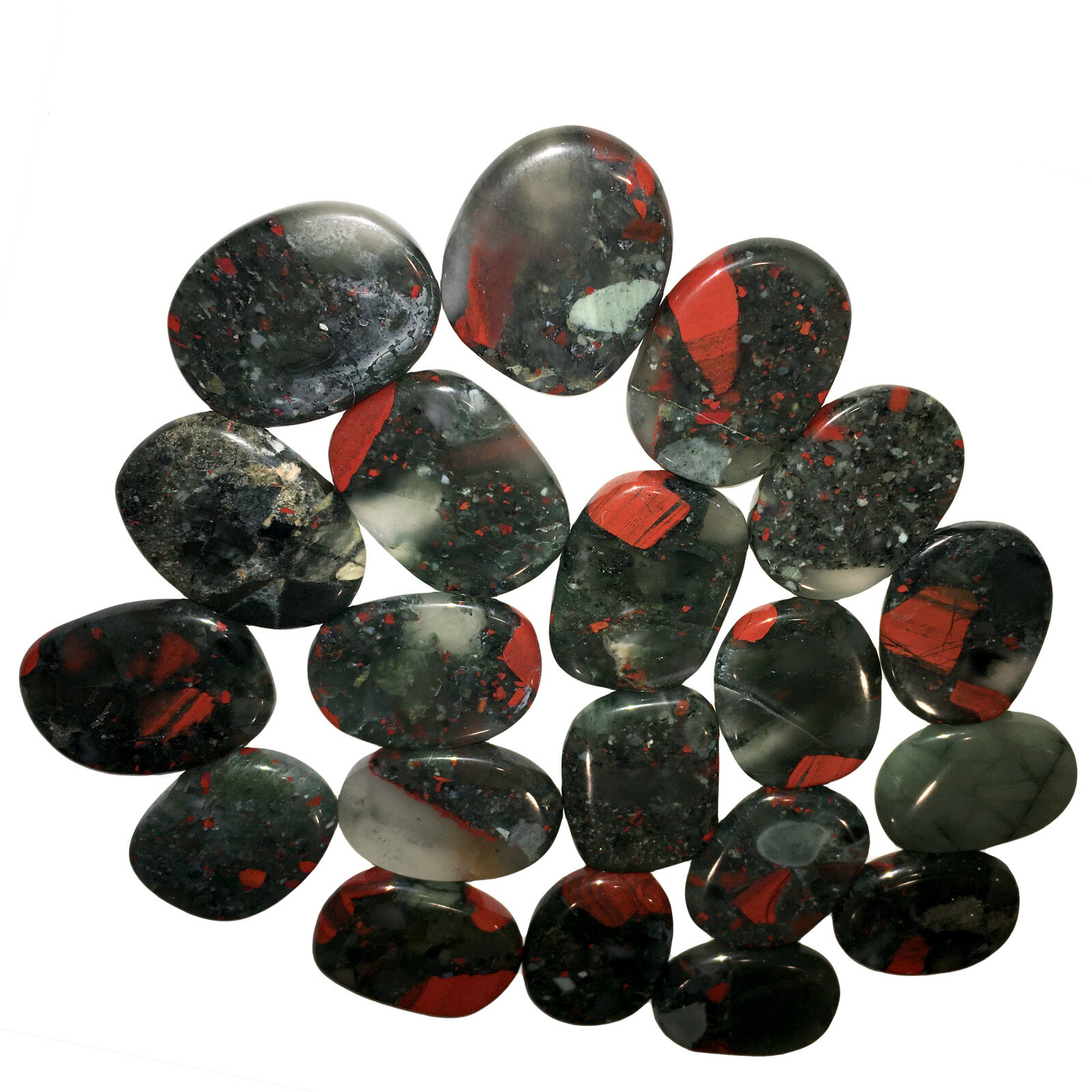 Natural Bloodstone Jasper Palm Stone Rock Crystal Healing Reiki Polished Worry S