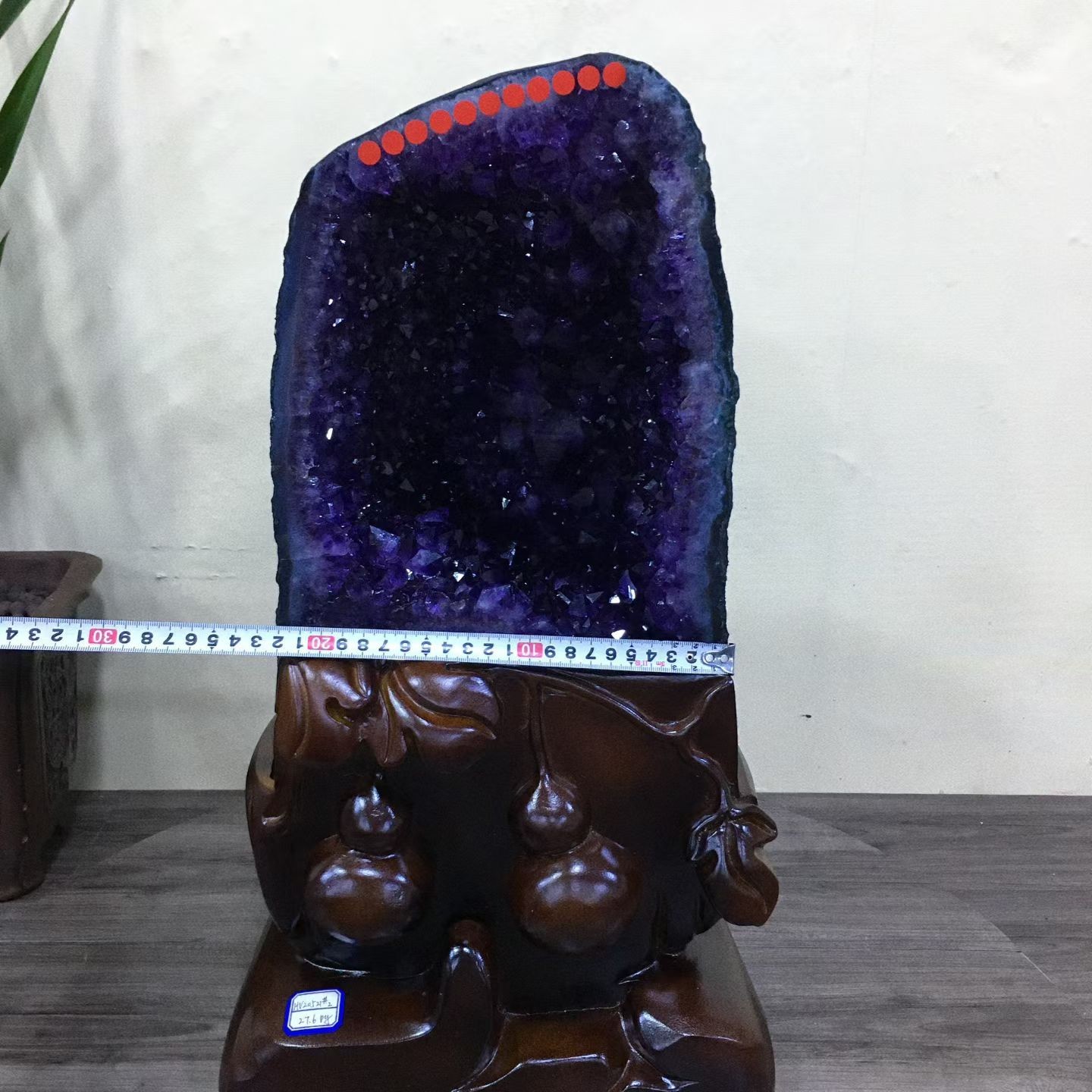 60.72LB Top Natural Amethyst Geode Quartz Crystal Cathedral Healing Decor +Stand