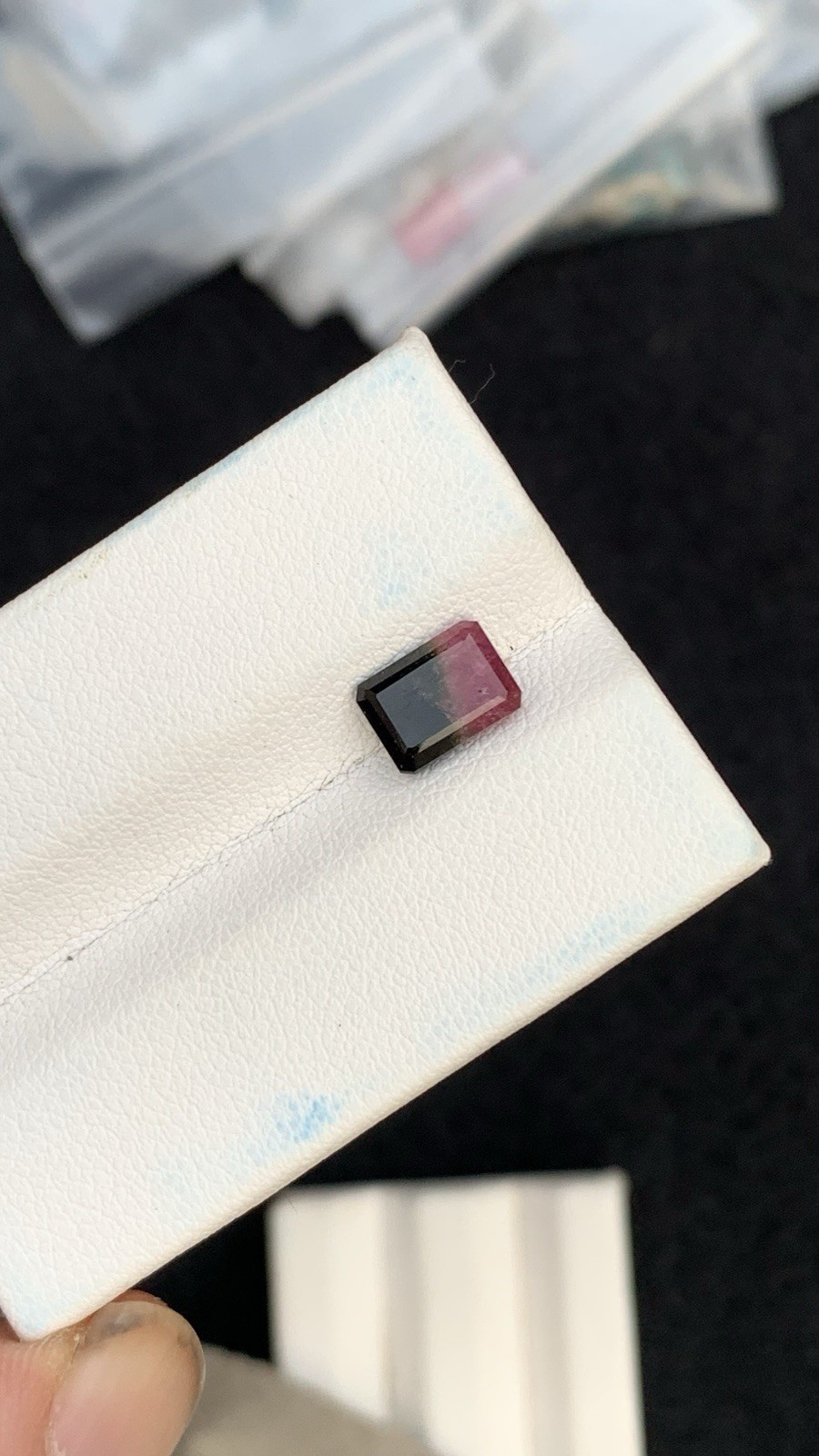 1.60ct natural black & red bi colors faceted tourmaline from afg 8mm