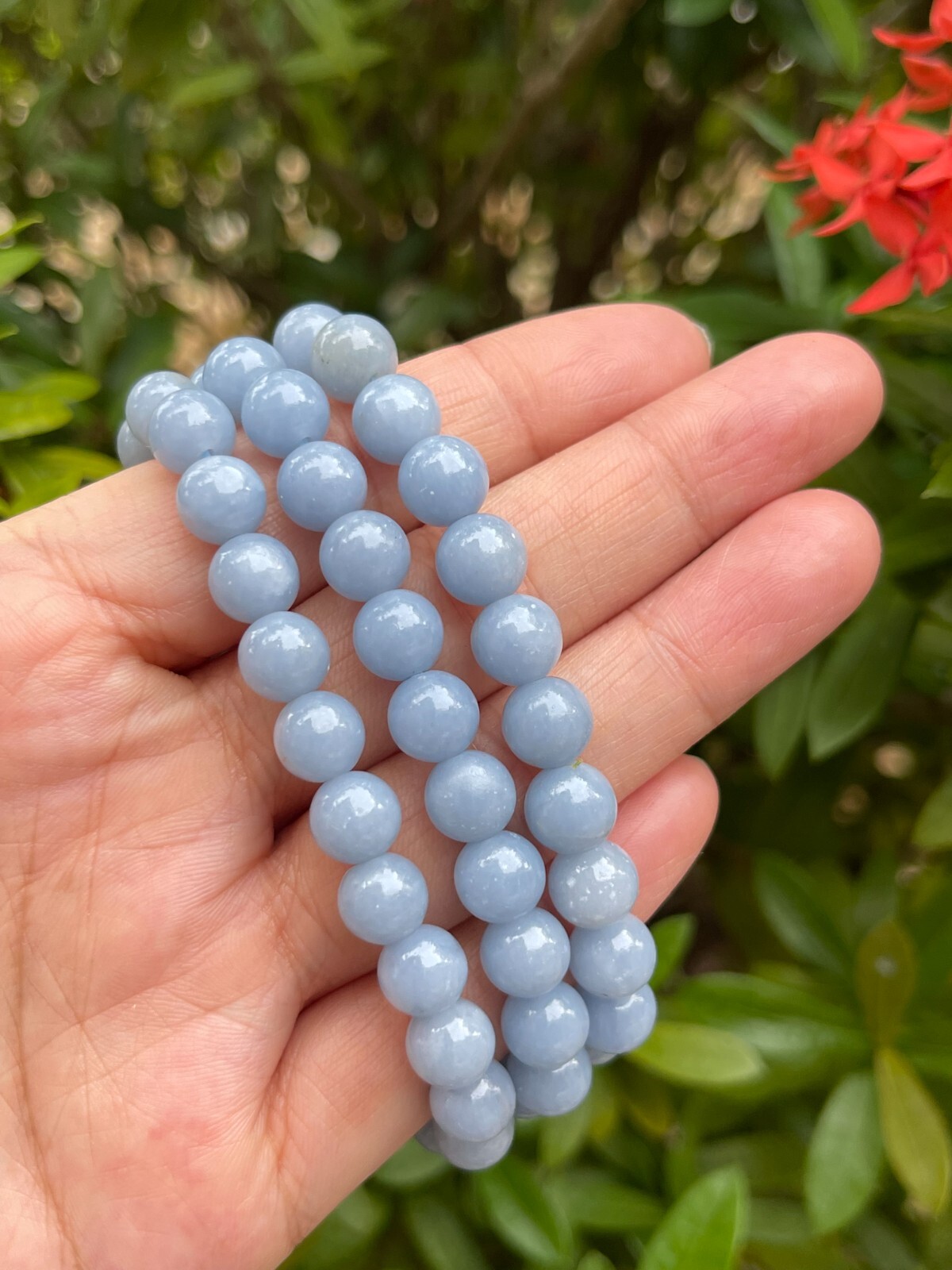 Grade A++ Angelite Crystal Bead Bracelet 8mm,Genuine Gemstone Bracelet,Bulk Lot