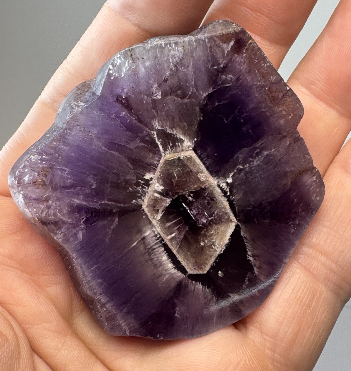 Boreal Amethyst Auralite23 Crystal Polished Slice With Phantom Reveal