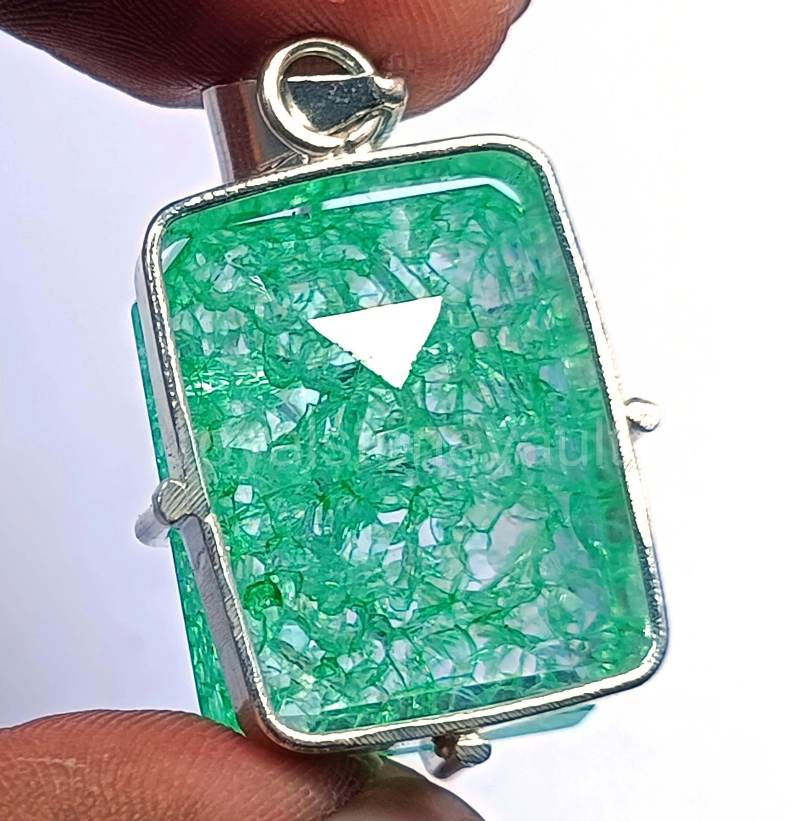 Natural Green Emerald 83.10 Ct Pendant Emerald Cut 925 Silver IGL 5JOY