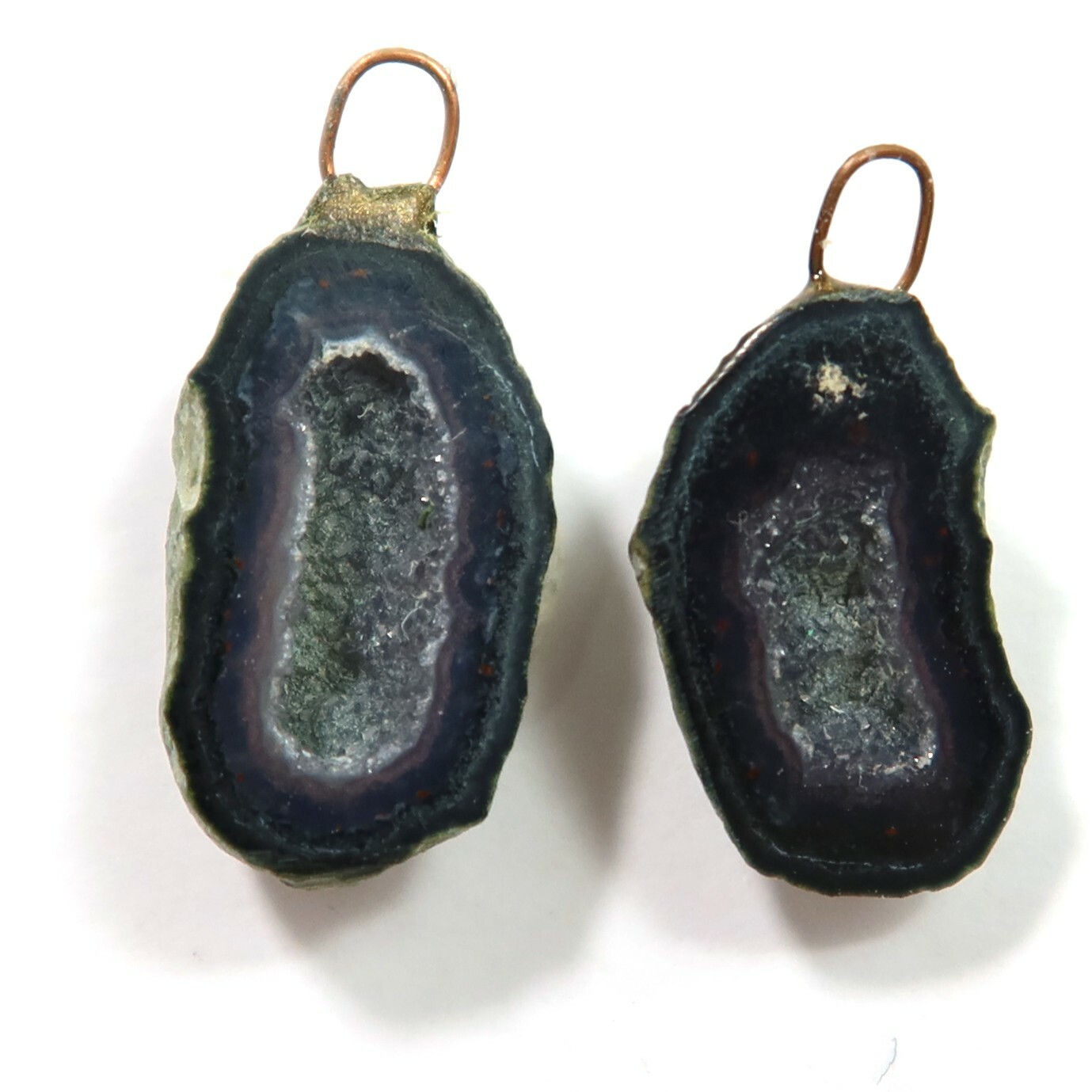 Distressed Tabasco – Tiny Mexican Geode Polished Halves with Ring TABD35