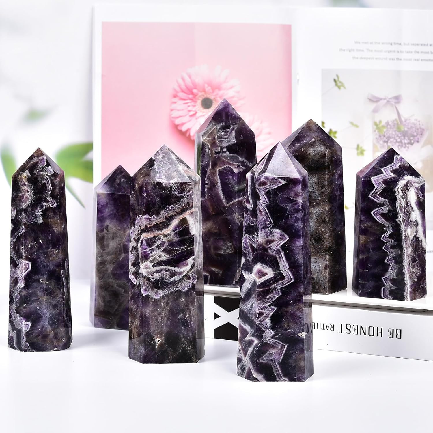Large Dream Amethyst Healing Crystal Wand Point Obelisk Tower 6 Faceted Reiki Ch