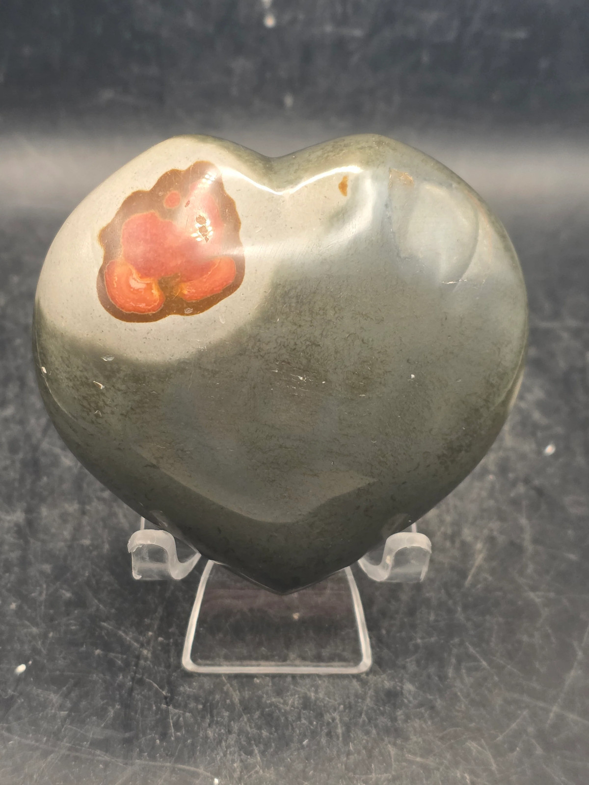 Polychrome jasper heart! 8 ounces, 2.9 inches wide, 2.7″ tall