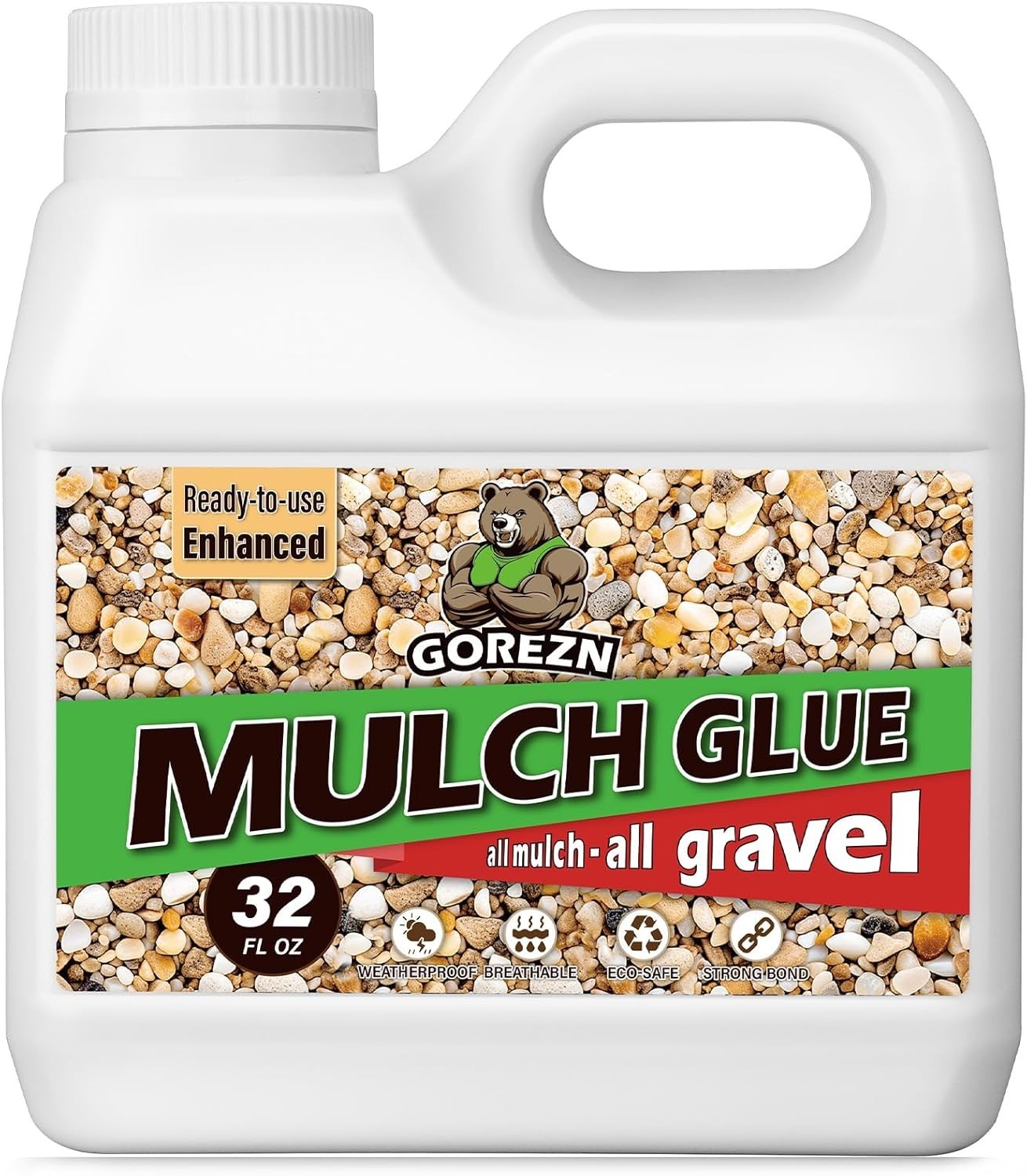 32 OZ Advanced Mulch Adhesive – Keeps Rocks, Bark & Wood Intact in Any Weather