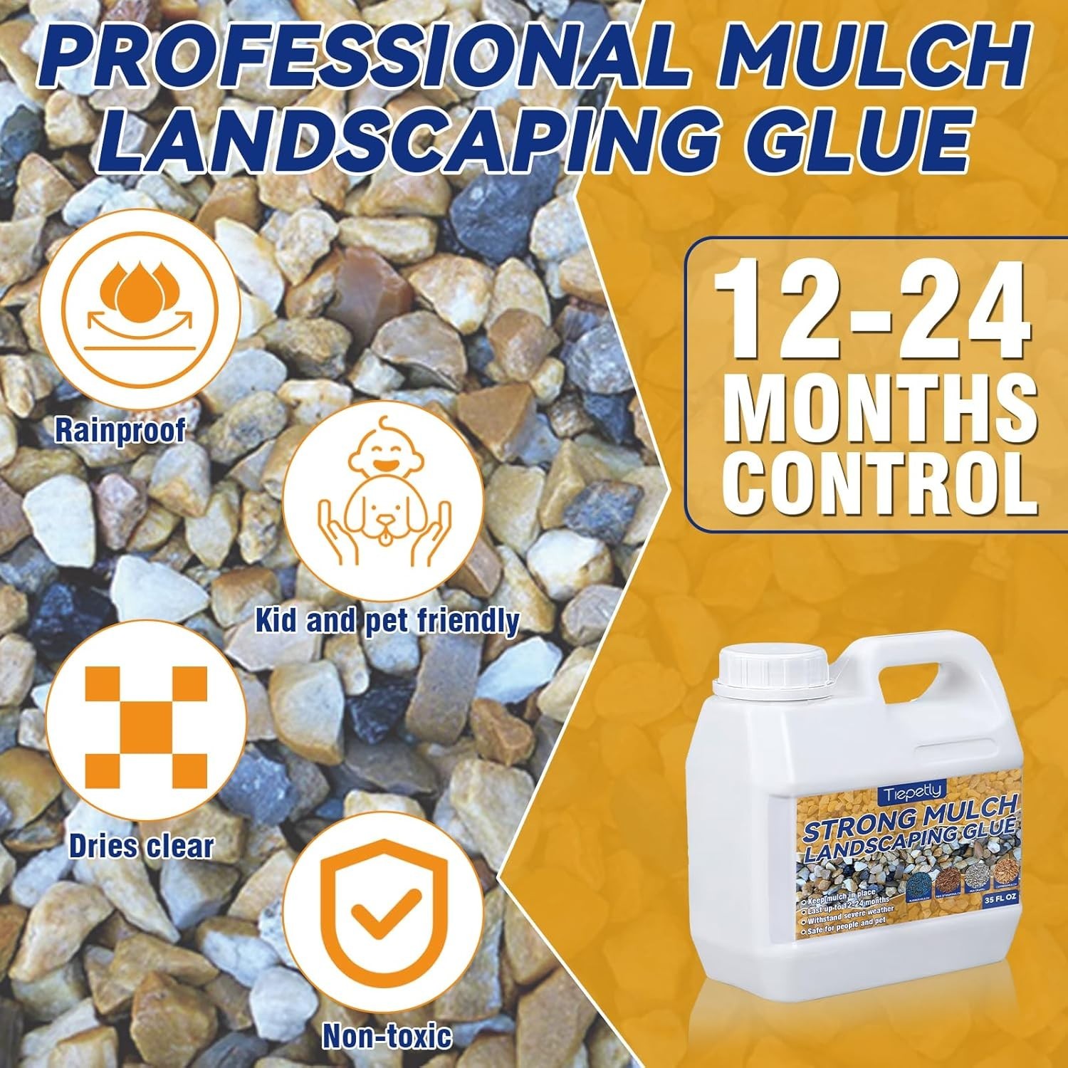Mulch and Rock Glue for Landscaping, Concentrated Mulch Anchor for Gravel, Rocks