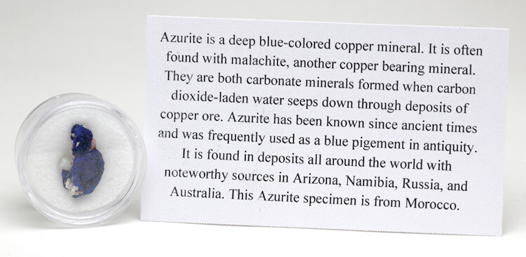 Azurite Specimen DEEP BLUE Crystal Cluster Mineral MOROCCO w/ ID card