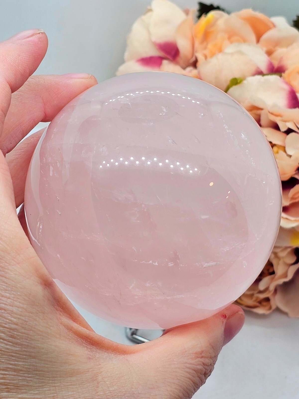 XL Large Rose quartz Sphere love healer self love pink 638g 6.8cm