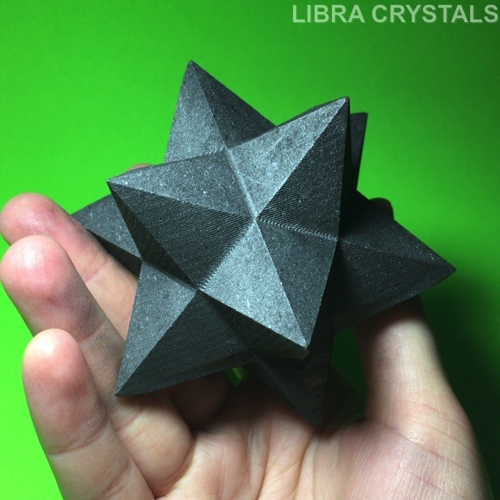 Shungite Merkaba Star Sacred Geometry Crystal Carving Metaphysical Decor 3″