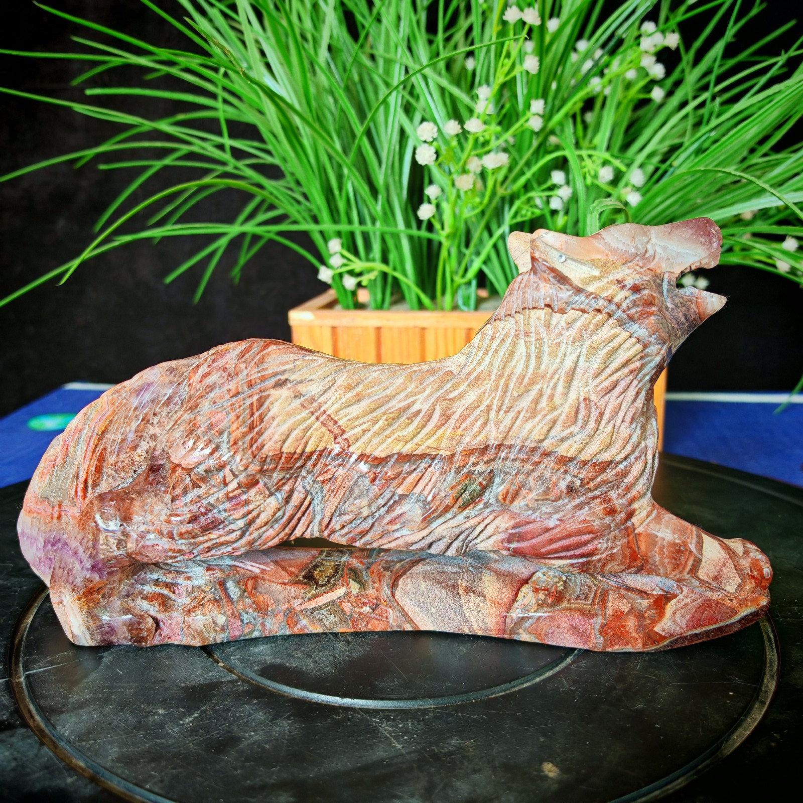 3.19LBTop natural crystal hand carved therapeutic artwork1.45kg