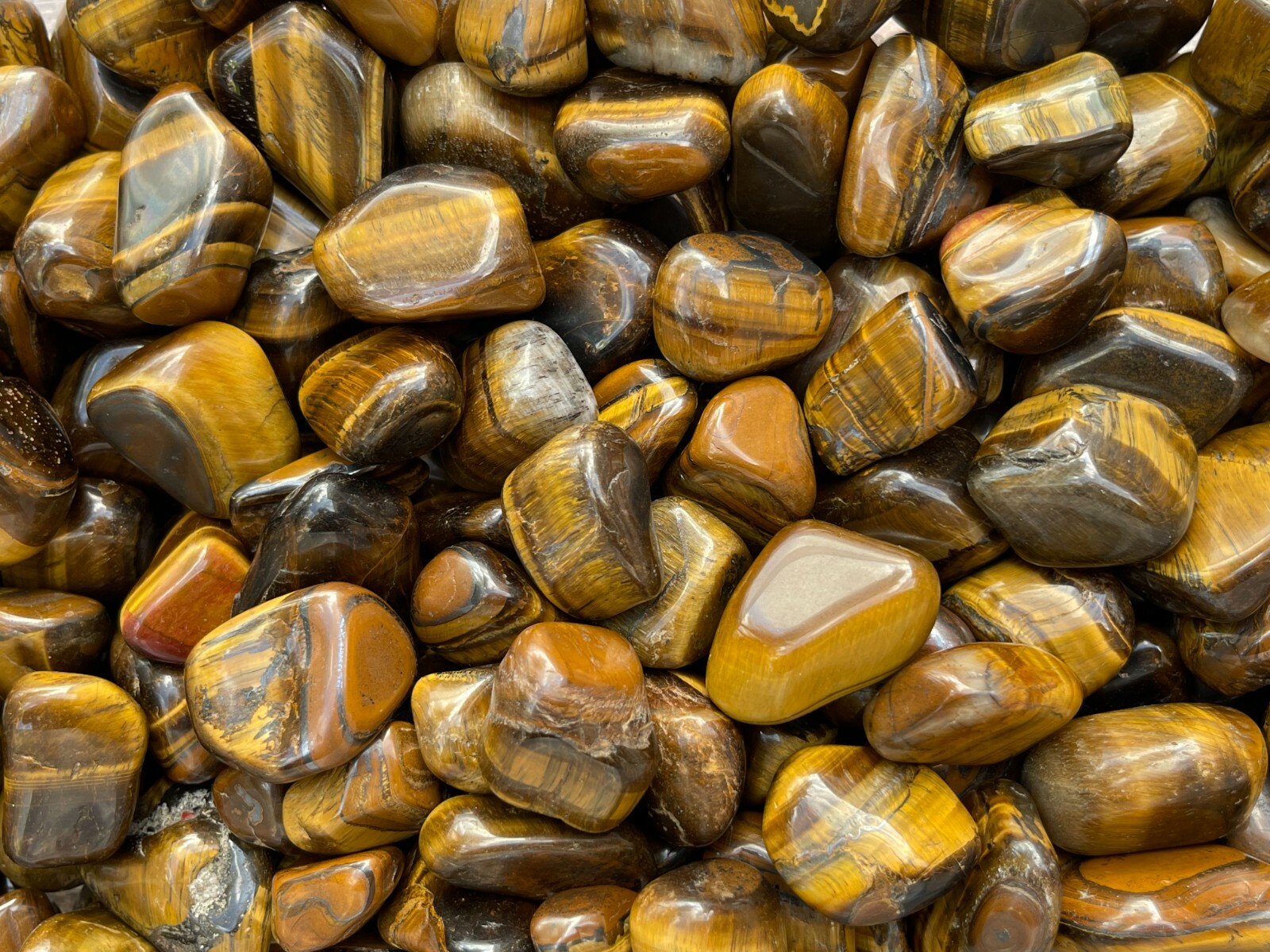 Grade A++ Gold Tiger Eye Tumbled Stones, 0.85″-1.5″ Tumbled Tiger Eye, Bulk Lot