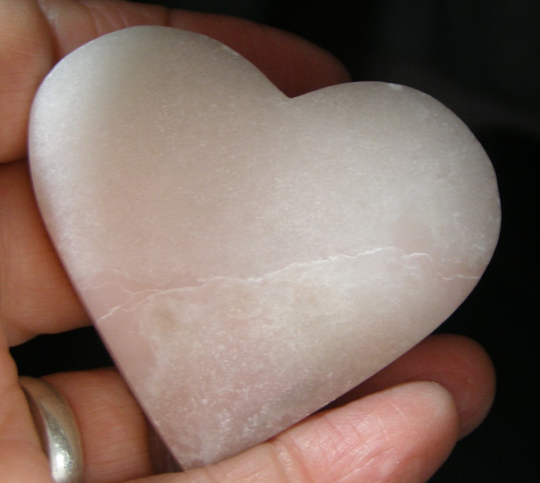 LOVELY PALE PINK OPAL HEART 5.7 x 5.4 cms 101 gs #11 – love, gentle kindness