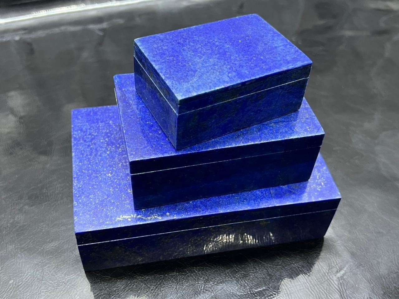 Natural lapis lazuli jewelry box set slightly coloured to enhance beauty