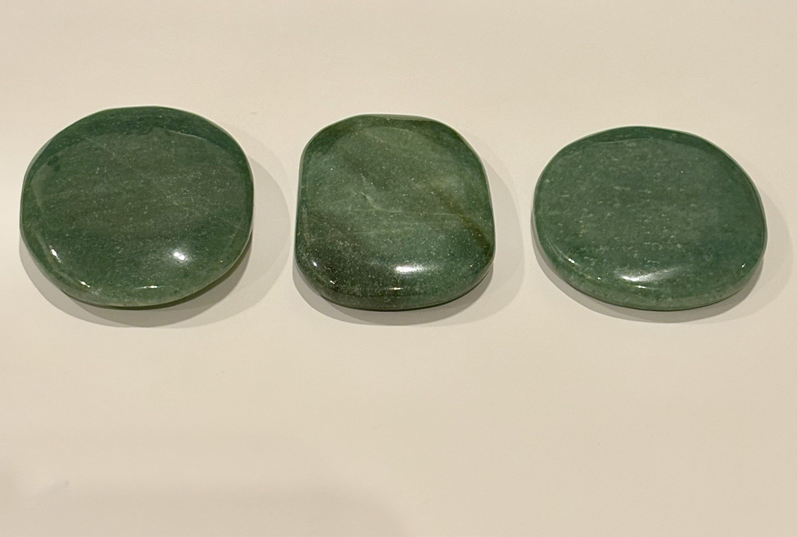 Lot Of 3 Dark Green Aventurine Crystal Palm Stone Worry Stone Reiki Meditation