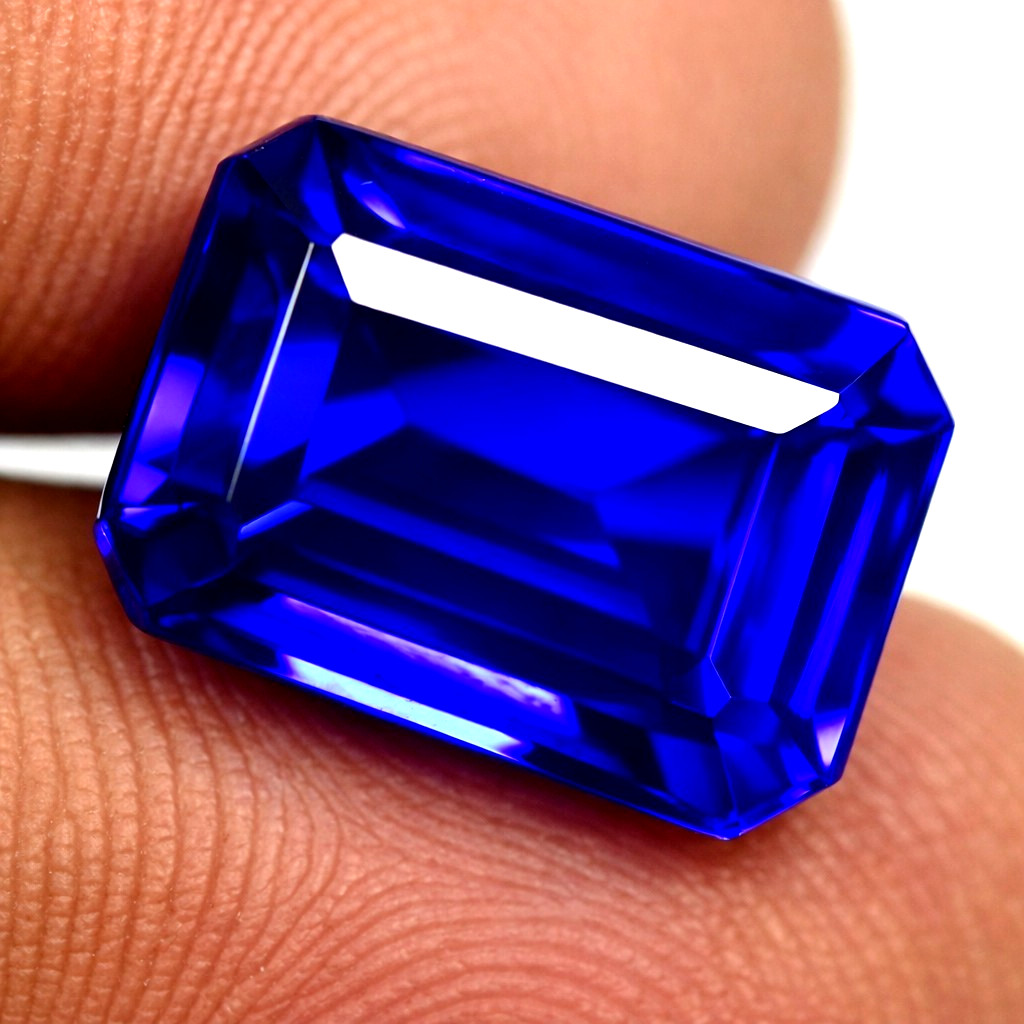Beautiful Natural Blue Sapphire Emerald Cut Certified Loose Gemstone 10 CT
