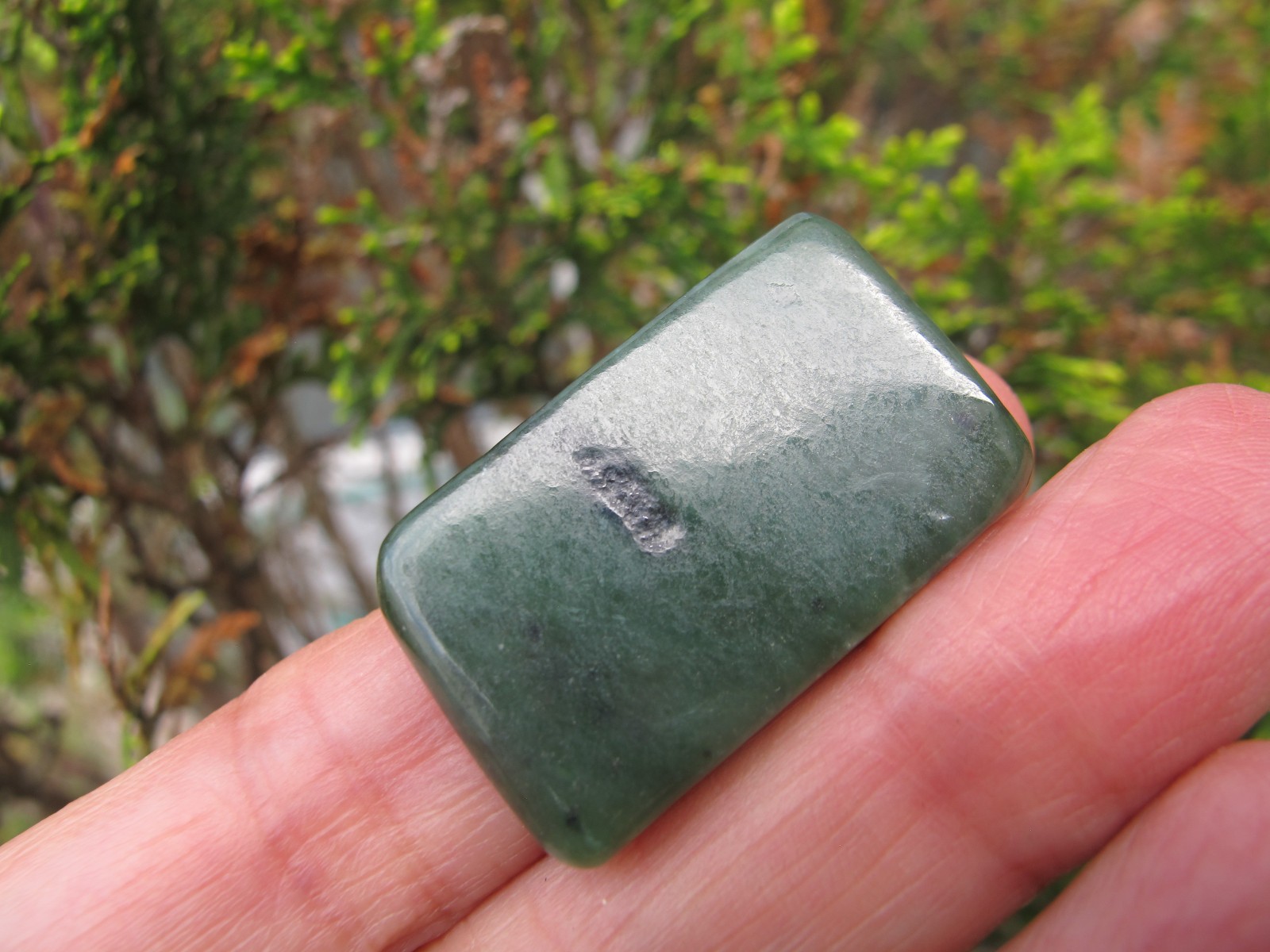 Nephrite Jade Authentic Crystal Polished Palm flat stone A luck heart chakra 8g