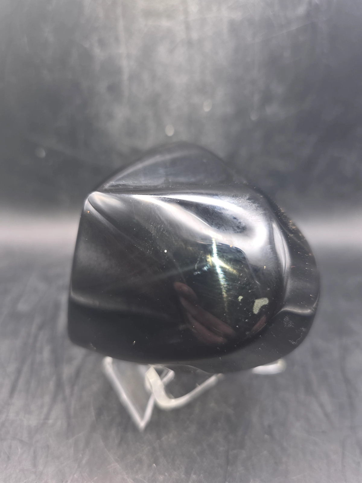 Rainbow obsidian heart! 10 ounces, 3 inches wide, 2.8″ tall