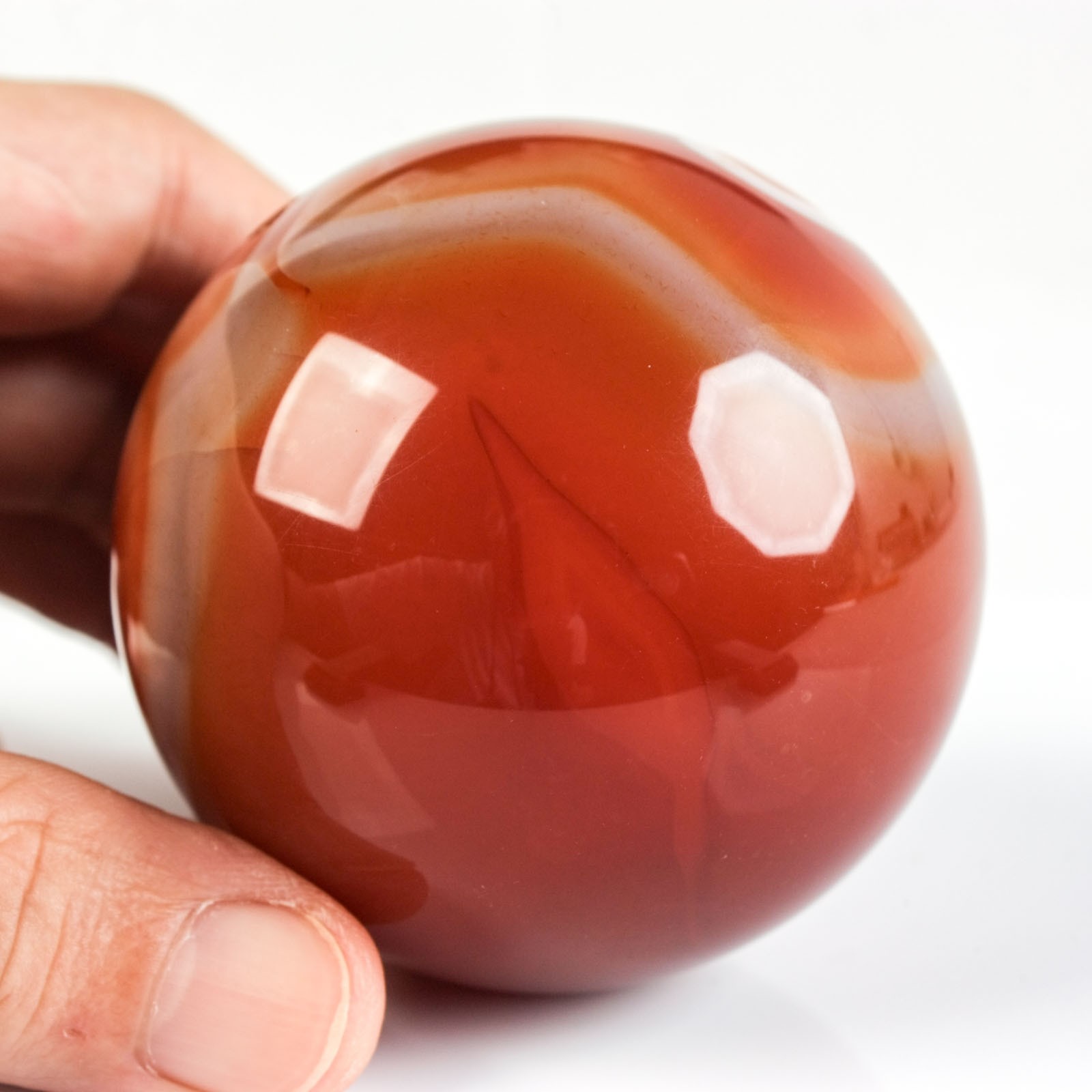 2.5″ 12.35oz Banded Carnelian Agate Sphere Crystal Ball Natural Mineral Specimen