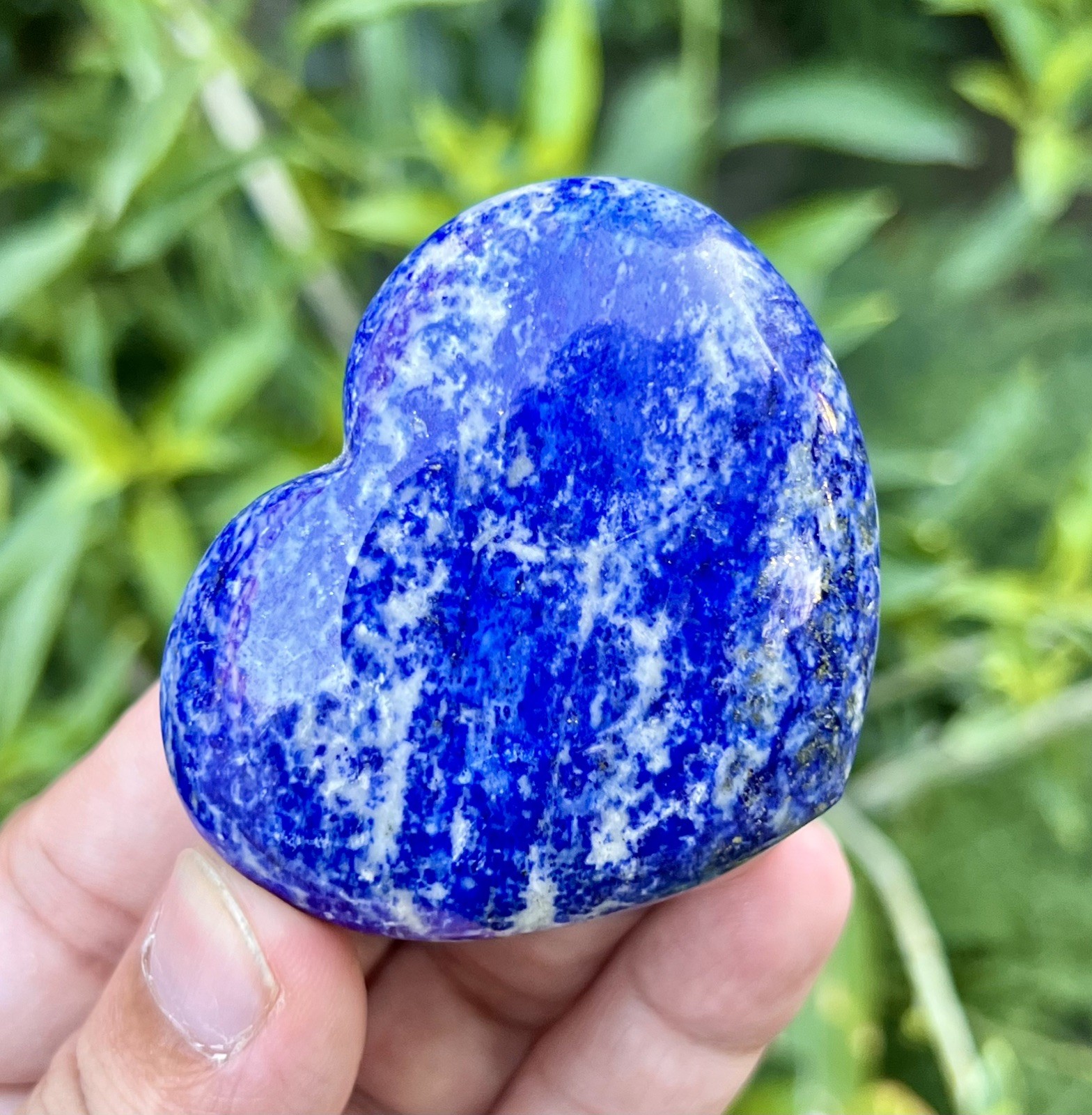 Lapis Lazuli Heart with pyrite from Afghanistan Gemstone, Anniversary Gift