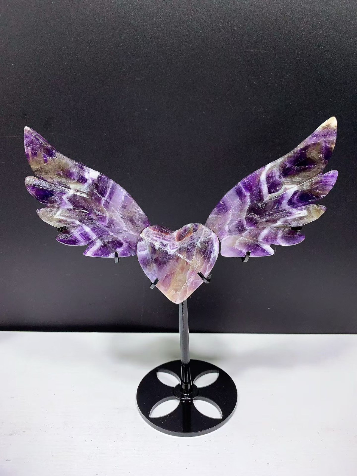 Natural Dream Amethyst Quartz crystal carved Wings of Love Decor heal Gift 1pc