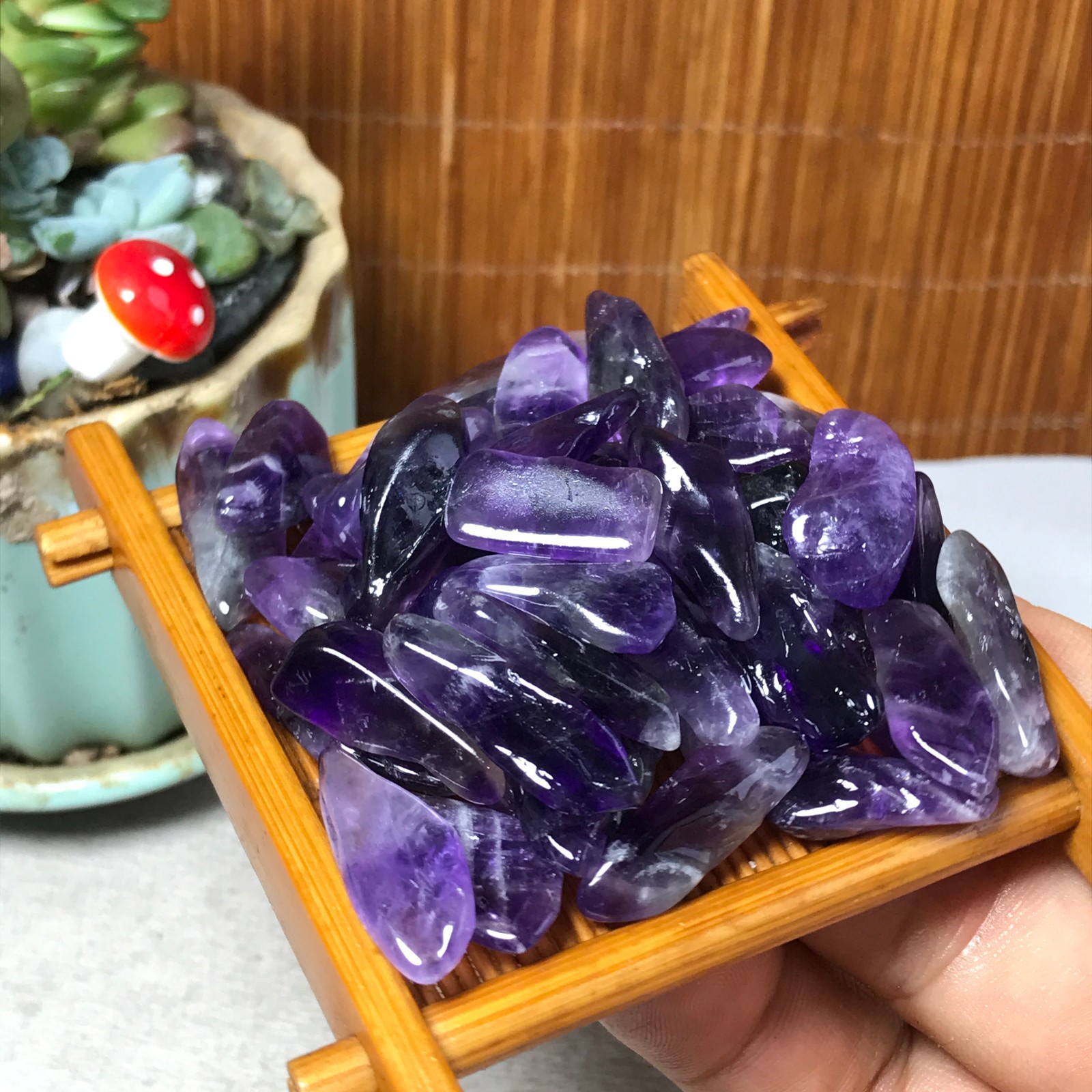 40pcs Natural Dreamy amethyst Crystal gemstone Polish Mineral Specimen 77g A6693