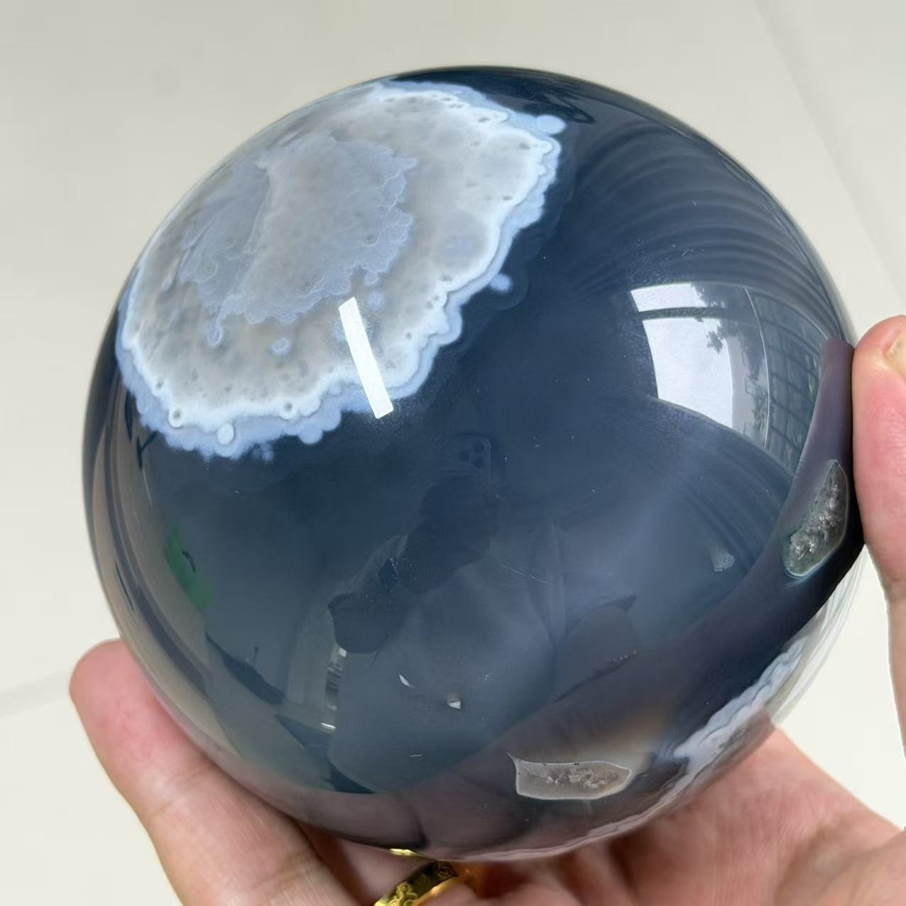 2.4LB 3.7″ A+Natural Agate Sphere Crystal Druzy Ball Healing Table Decor