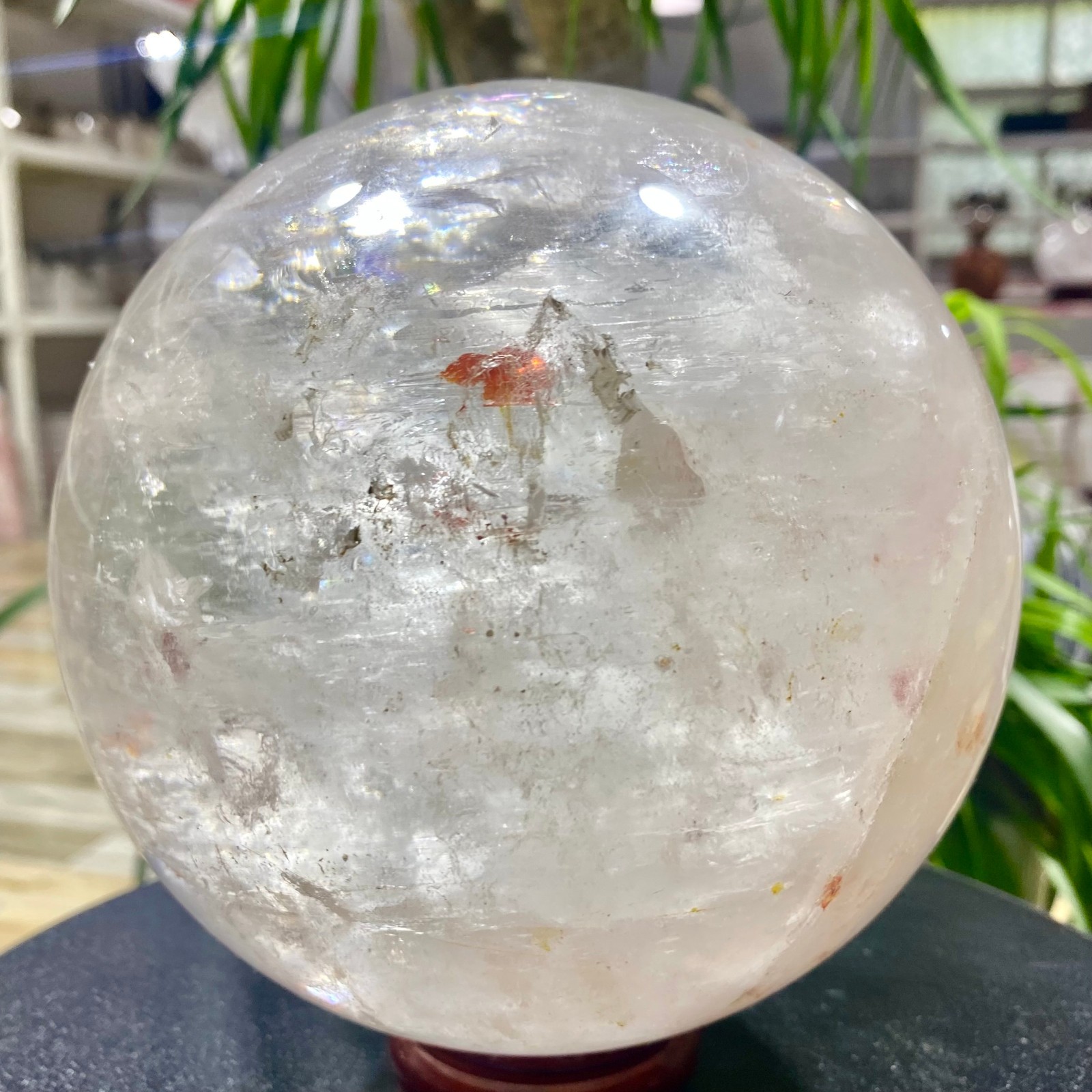 9.76LB white crystal transparent quartz crystal ball Reiki repair