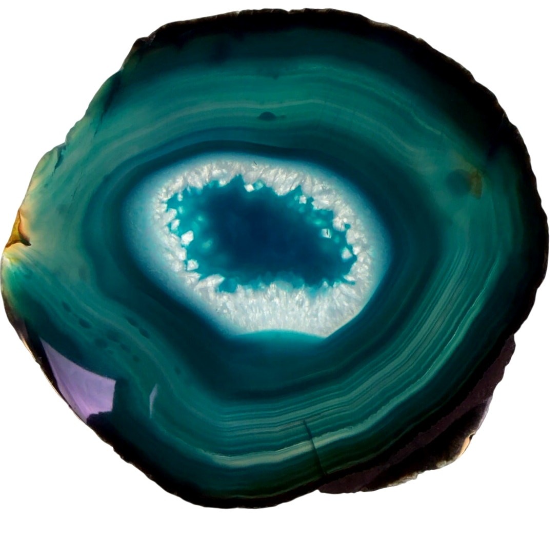 Irregular Oval Teal Agate Slices Vibrant Home Decor Display or Coasters-3 PC