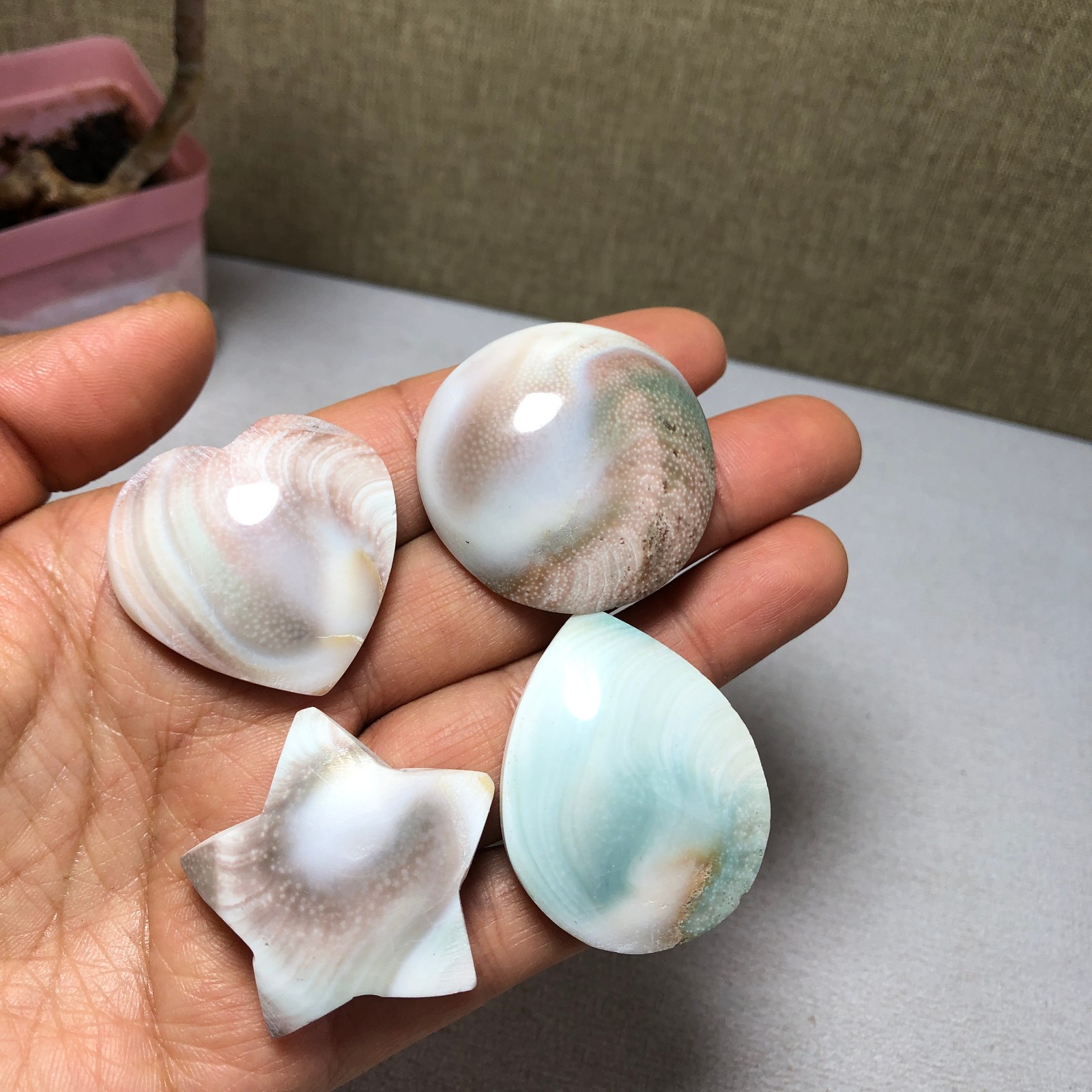 4pcs Rare sun shell Reiki Shiva Eye ocean semi-precious stone 75g A2758