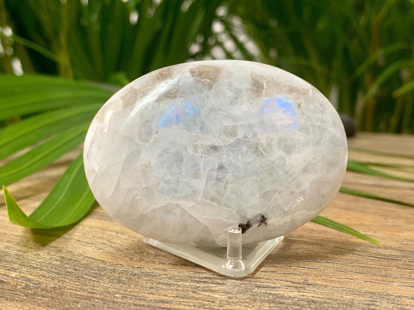 Rainbow Moonstone Palm Stone Large Soap Stone Flat Therapy Meditation Specimen.