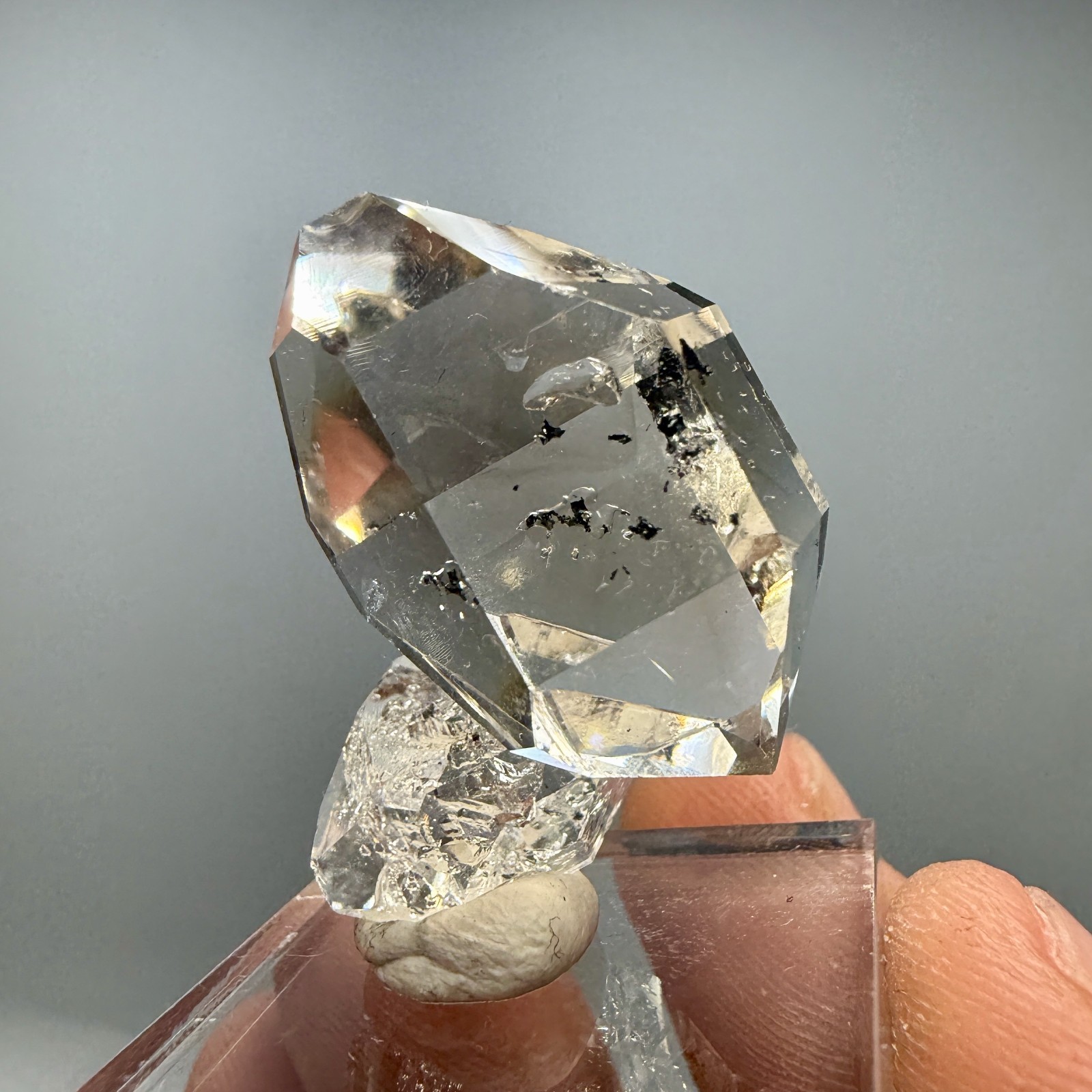 A+ Grade Herkimer Diamond Gem Cluster, Flawless Clarity, Minor Hydrocarbon