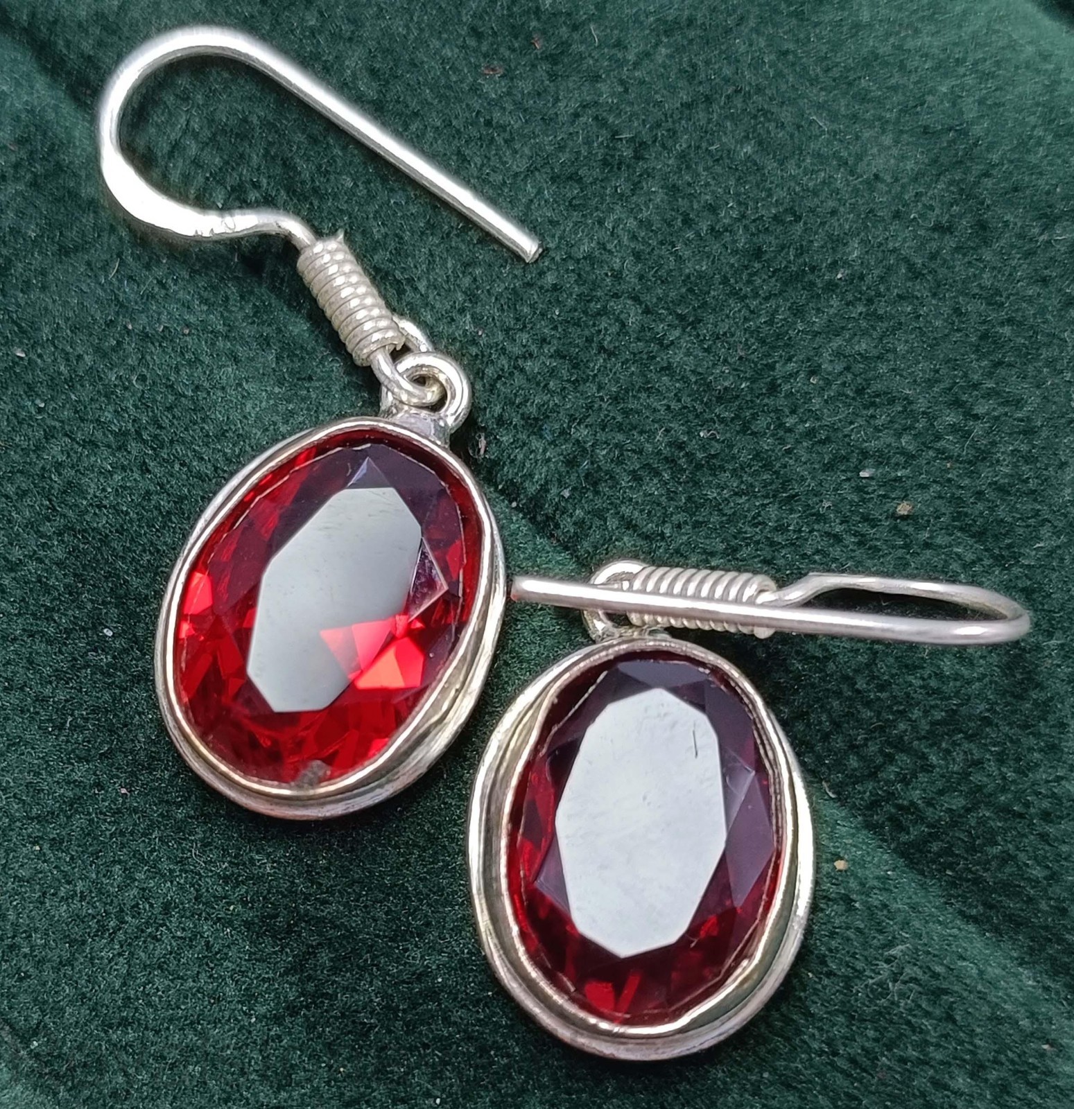 28.50 Ct Red Ruby Oval Earrings IGL Certified 925 Sterling Silver 5DDK