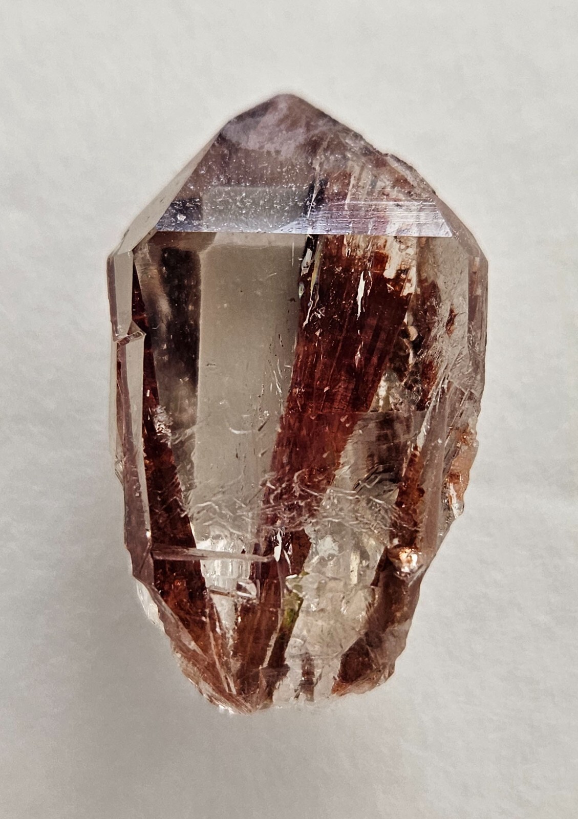 Rare Epidote with Hematite in Quartz, Minas Gerais, Brazil, 3 cm x 1.8 cm x 3.3