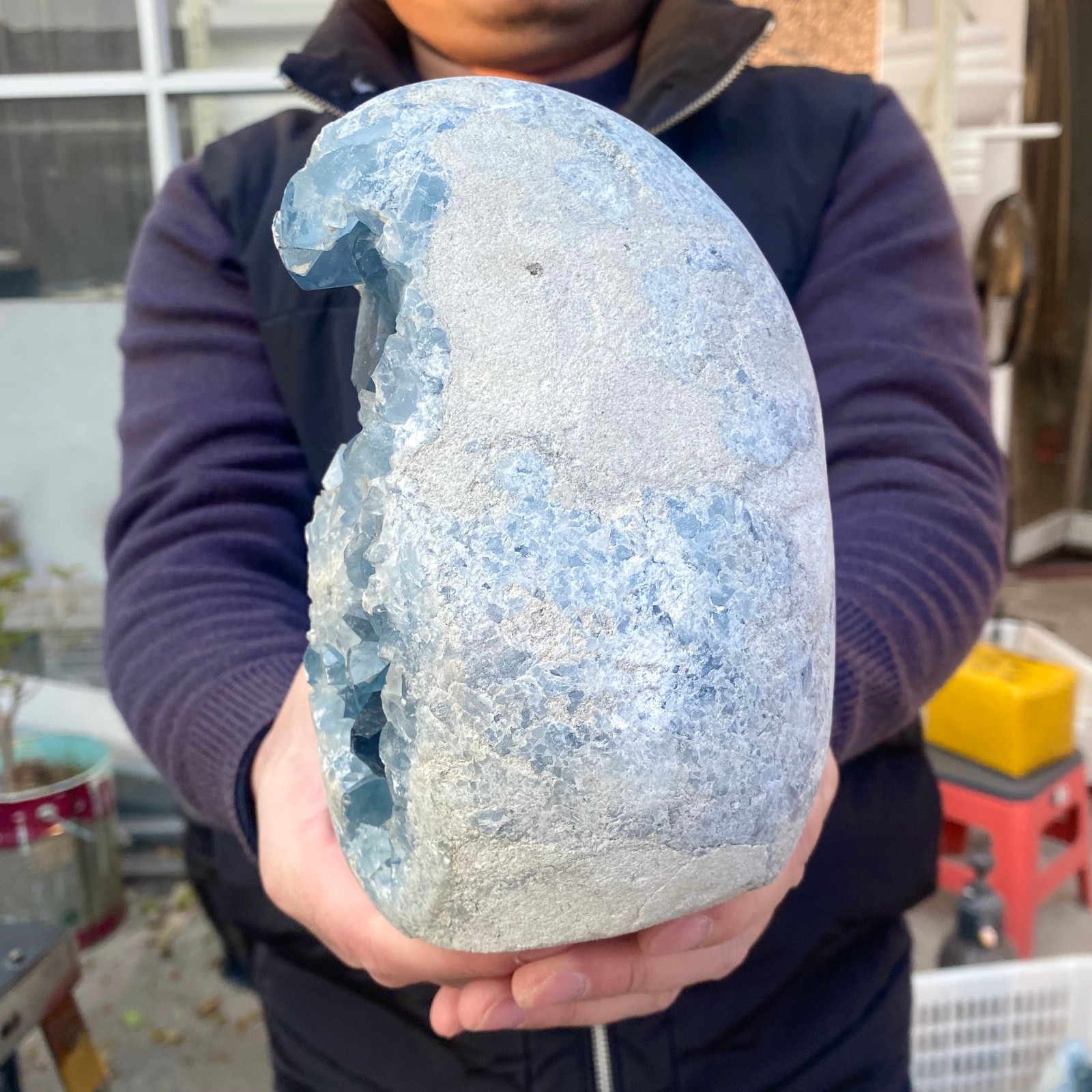 8.43LB Large Natural Blue Celestite Crystal Geode Quartz Cluster Mineral Specime