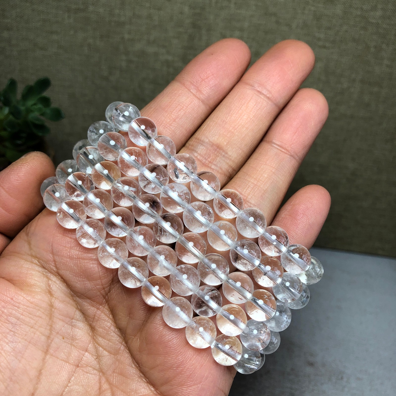 5pcs Natural white Crystal quartz chain beads bracelet 8mm 88g-90g A4769