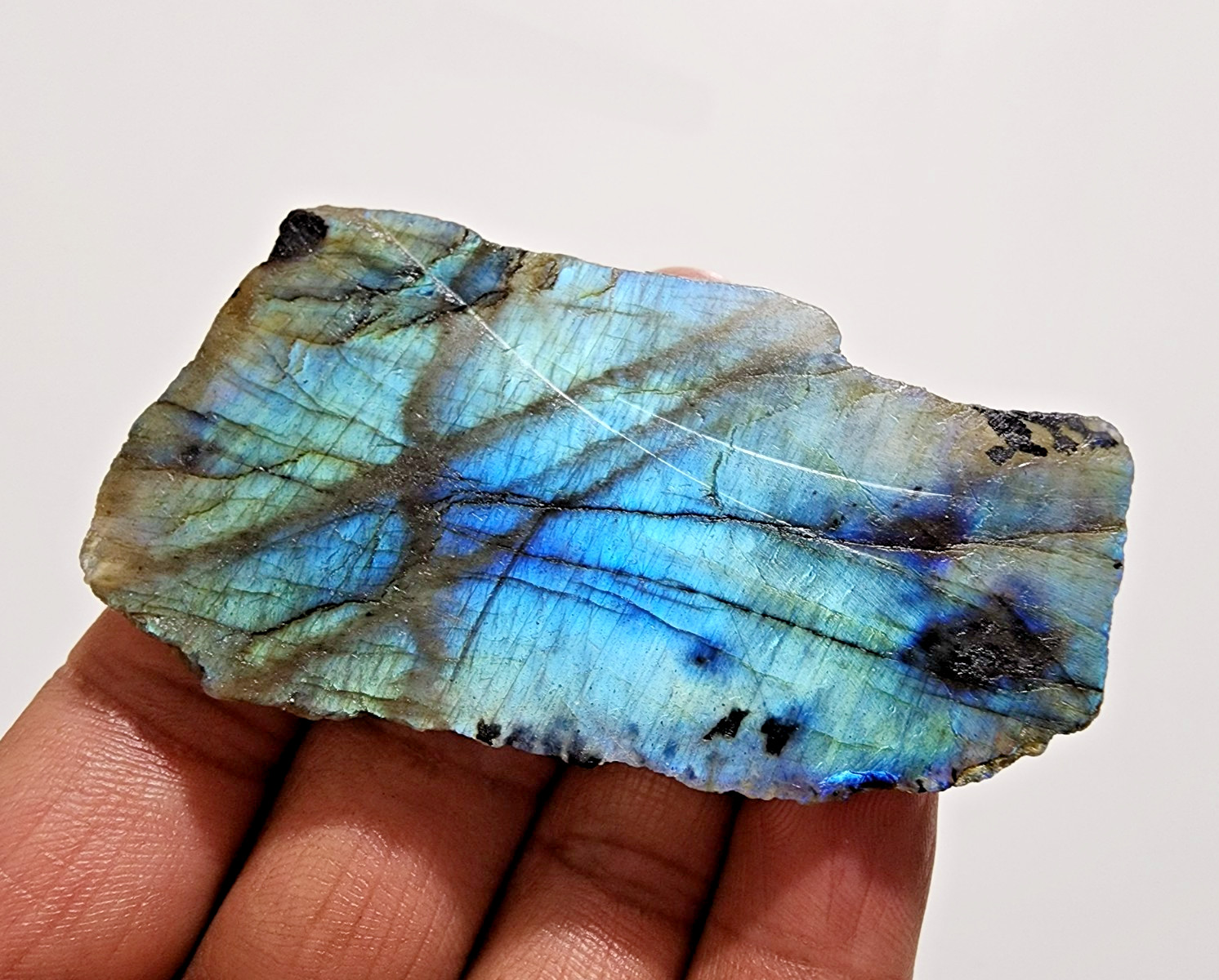 244Ct Crystal Labradorite Slab Rough Gemstone Raw Labradorite Jewelry For Making