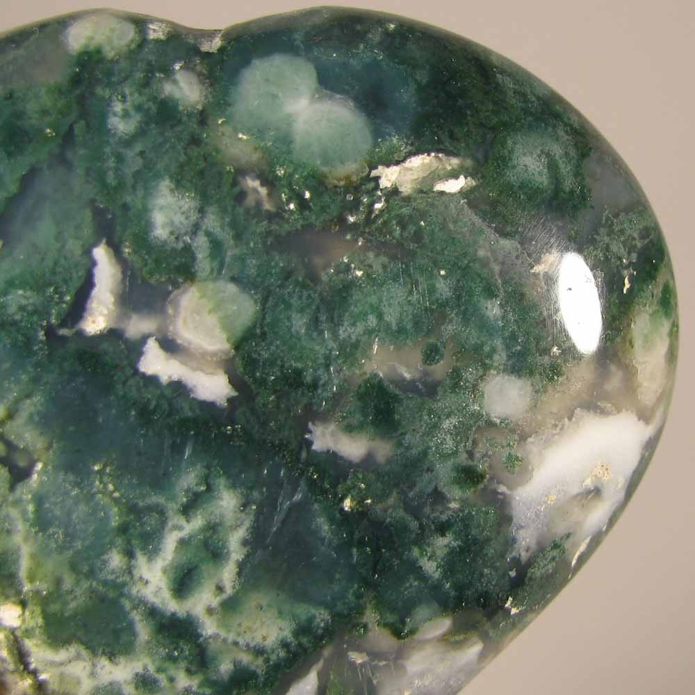 2.6″ GREEN MOSS AGATE Heart Gemstone Polished Palm Stone – India
