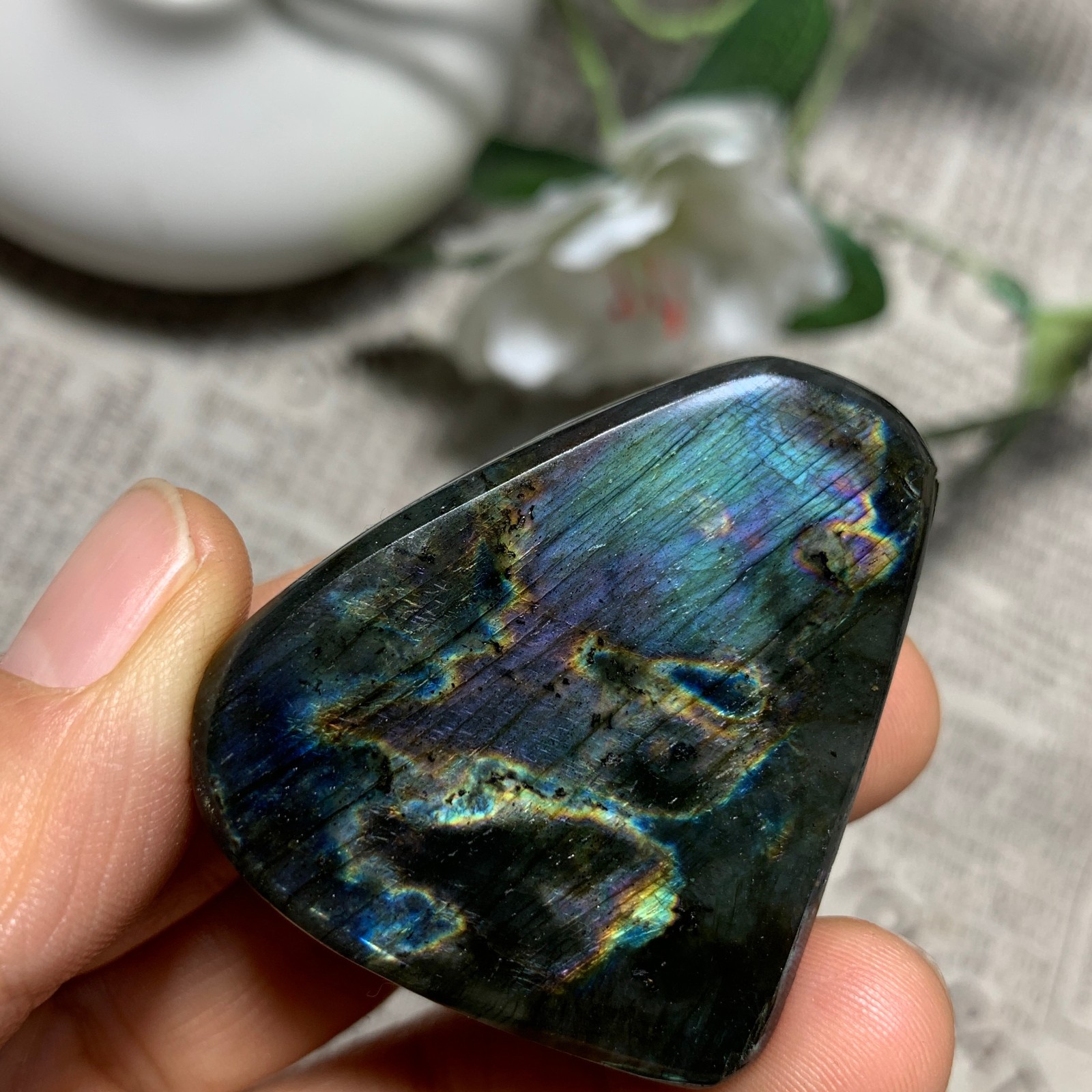 62g Natural Purple Labradorite Quartz Crystal Stone Specimen Healing