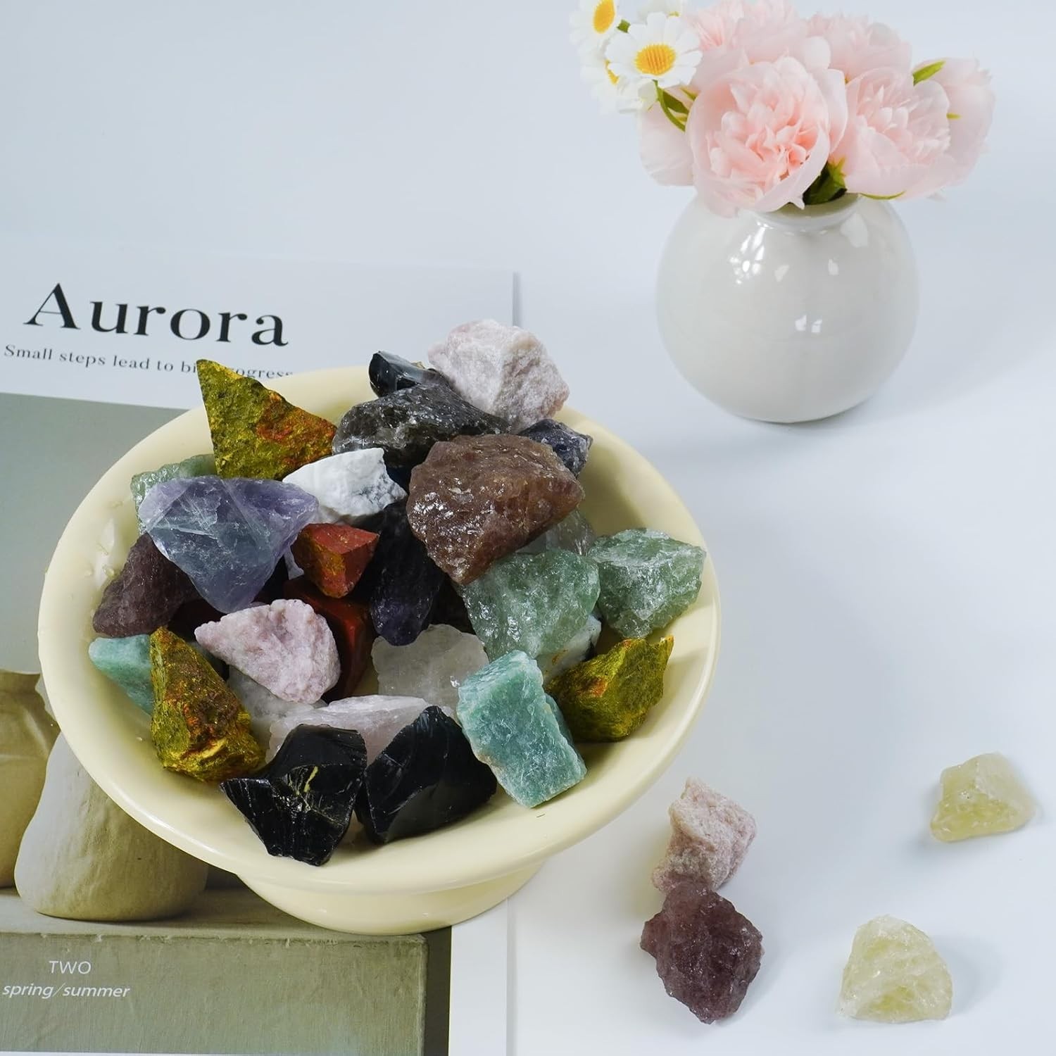 Irregular Pink Opal Raw Crystals 1.2-2.0” for Meditation & Decoration (3.5 oz)