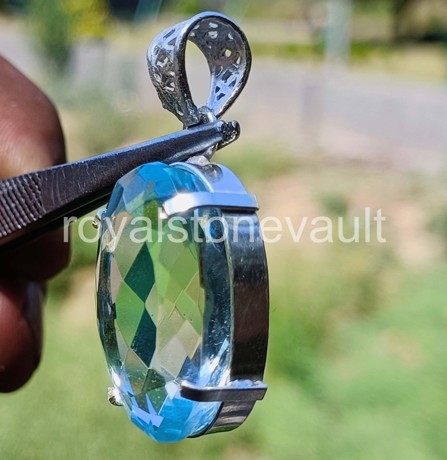 65.70 Ct Natural Blue Aquamarine Oval Shape 925 Silver Pendant IGL Gemstone 6AHV