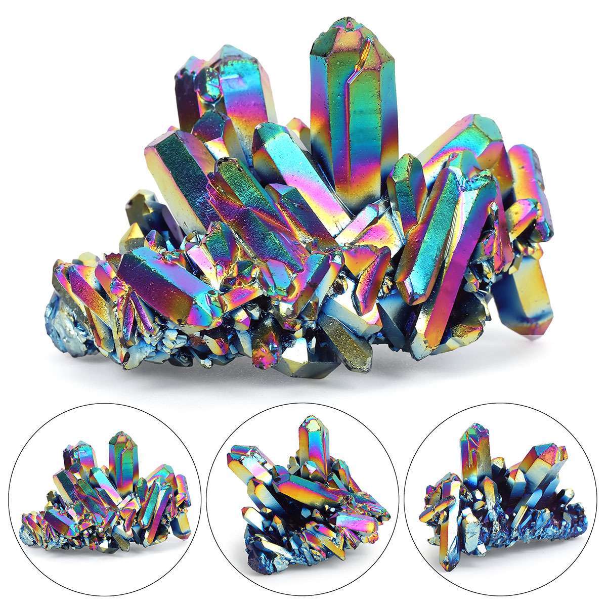 Natural Quartz Crystal Rainbow Titanium Cluster Mineral Specimen Stone 15-100g