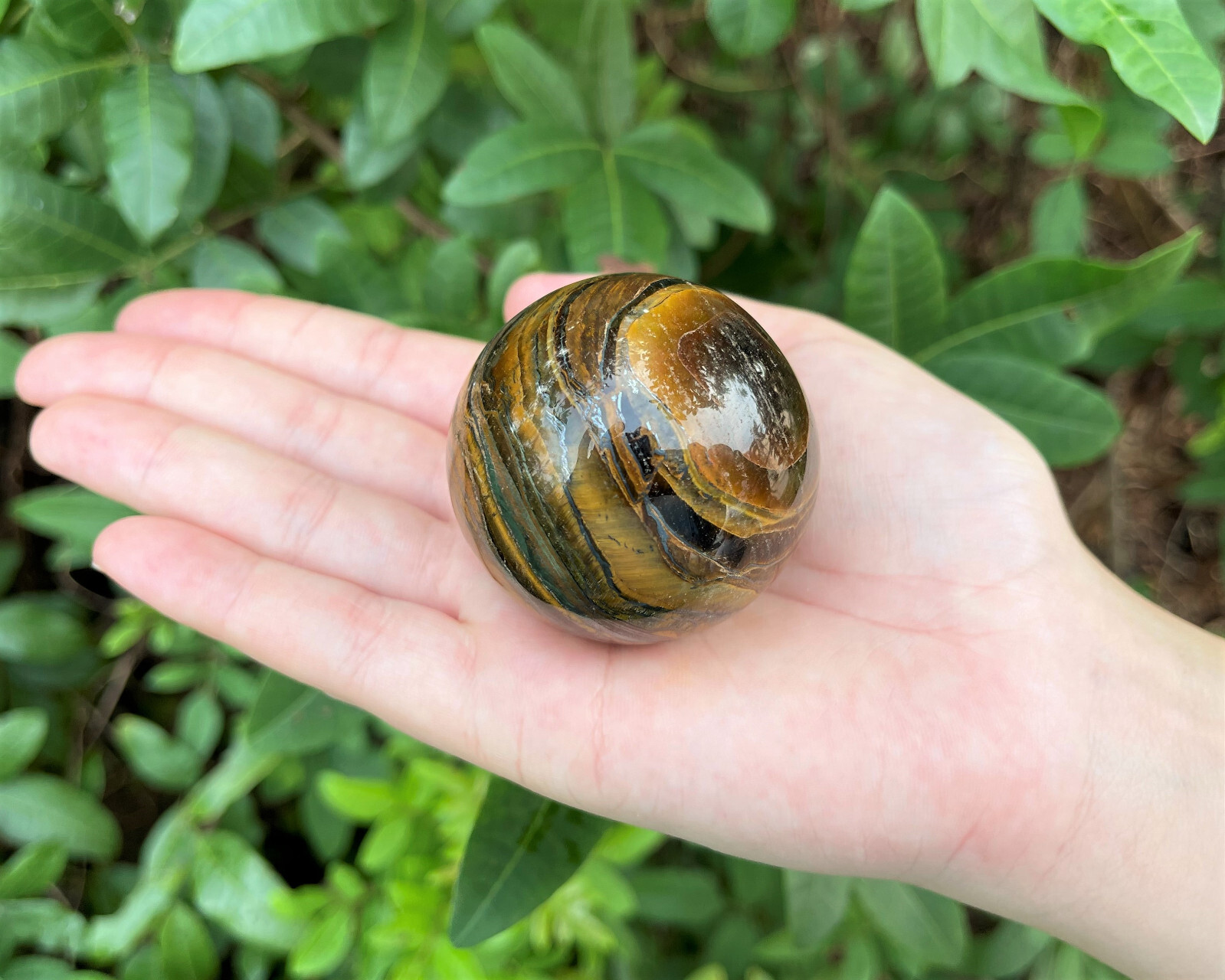 Gold Tiger Eye Crystal Sphere, LARGE 2″ Sphere + Stand (Gold Tiger Eye Sphere)