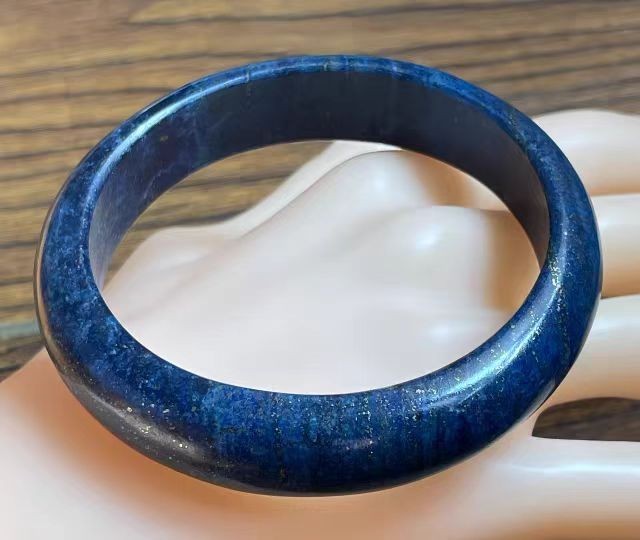 Natural Blue Lapis Lazuli Gemstone Crystal Fashion Bangle Inner Diameter 62mm