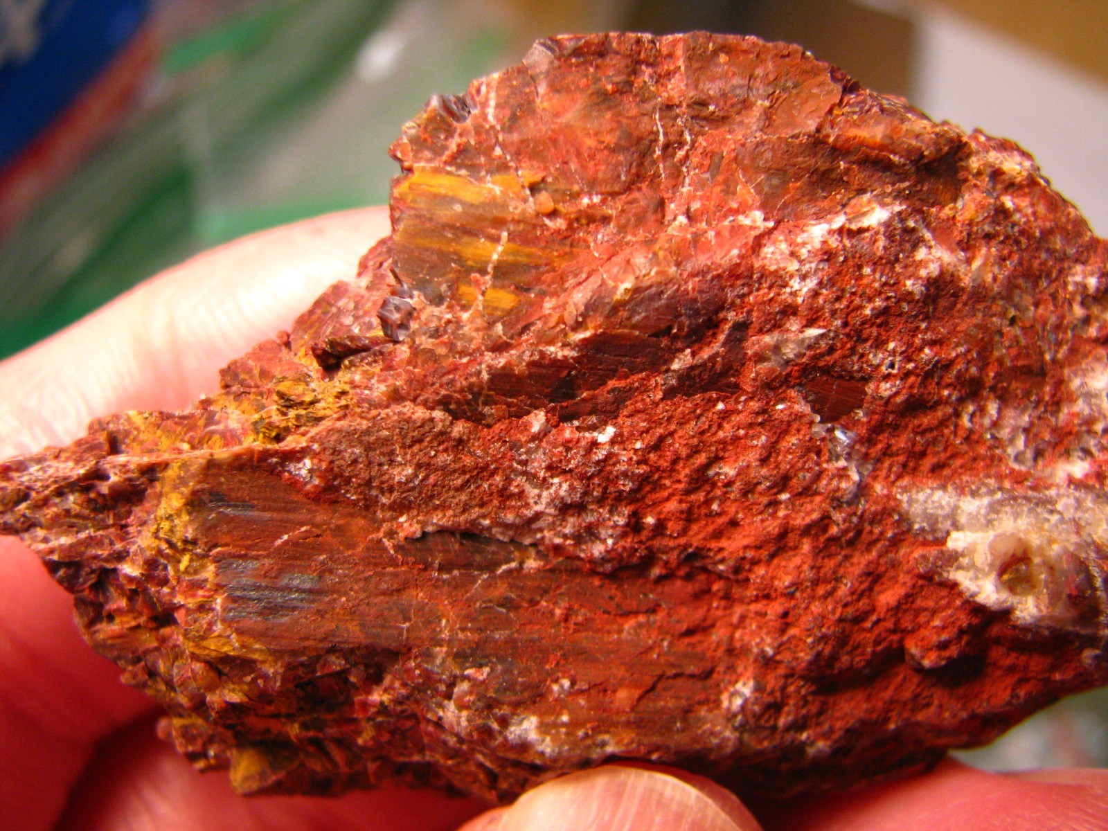 49g 2.4×1.6x.7inch RED PIETERSITE ROUGH W/YELLOW NAMIBIA #186