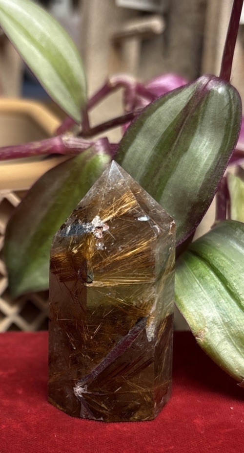 Golden Rutile Tower Rutilated Quartz Crystal Gemstone Point 43.42 Grams
