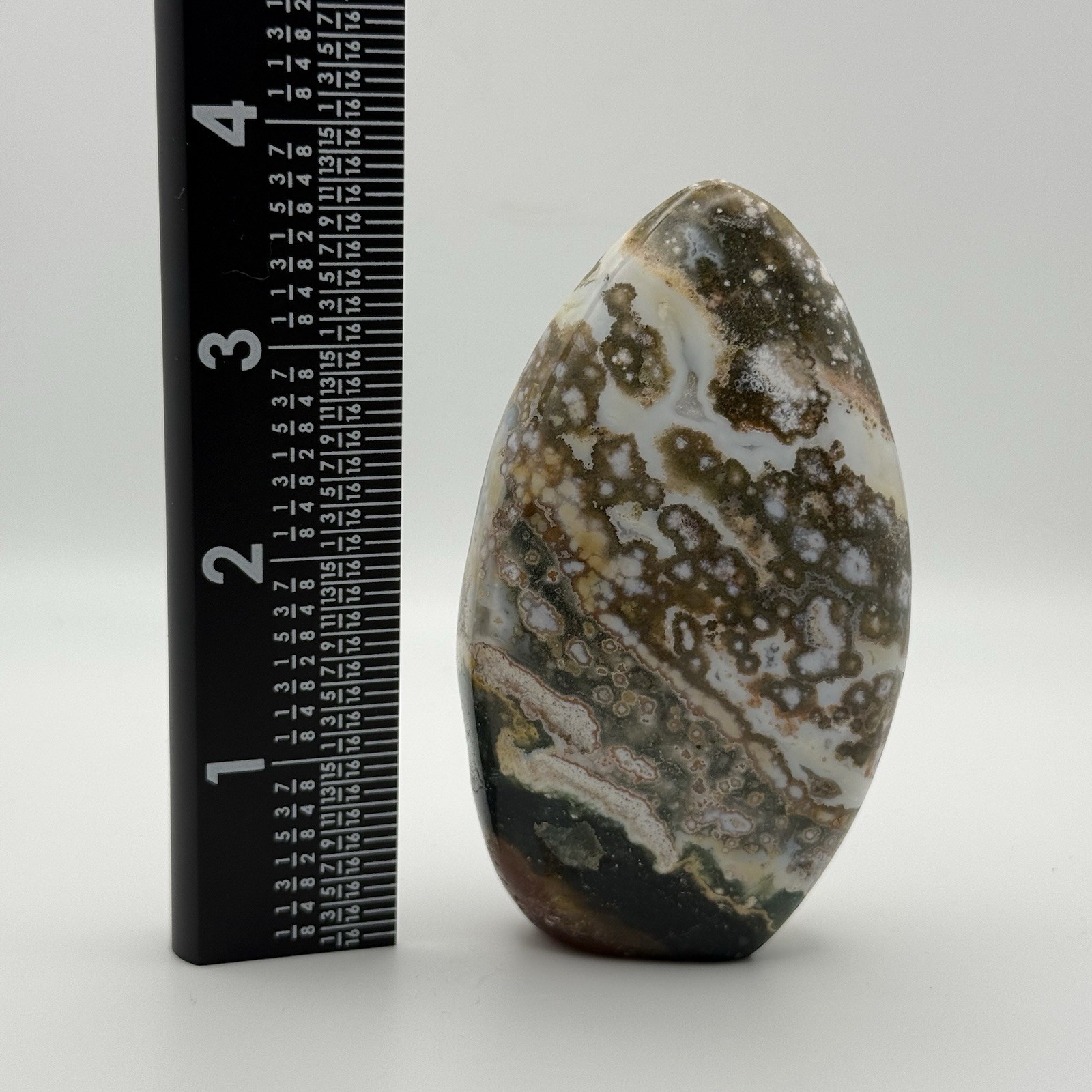 Polished Ocean Jasper Freeform, Multicolored, Self-standing, Approx 4″